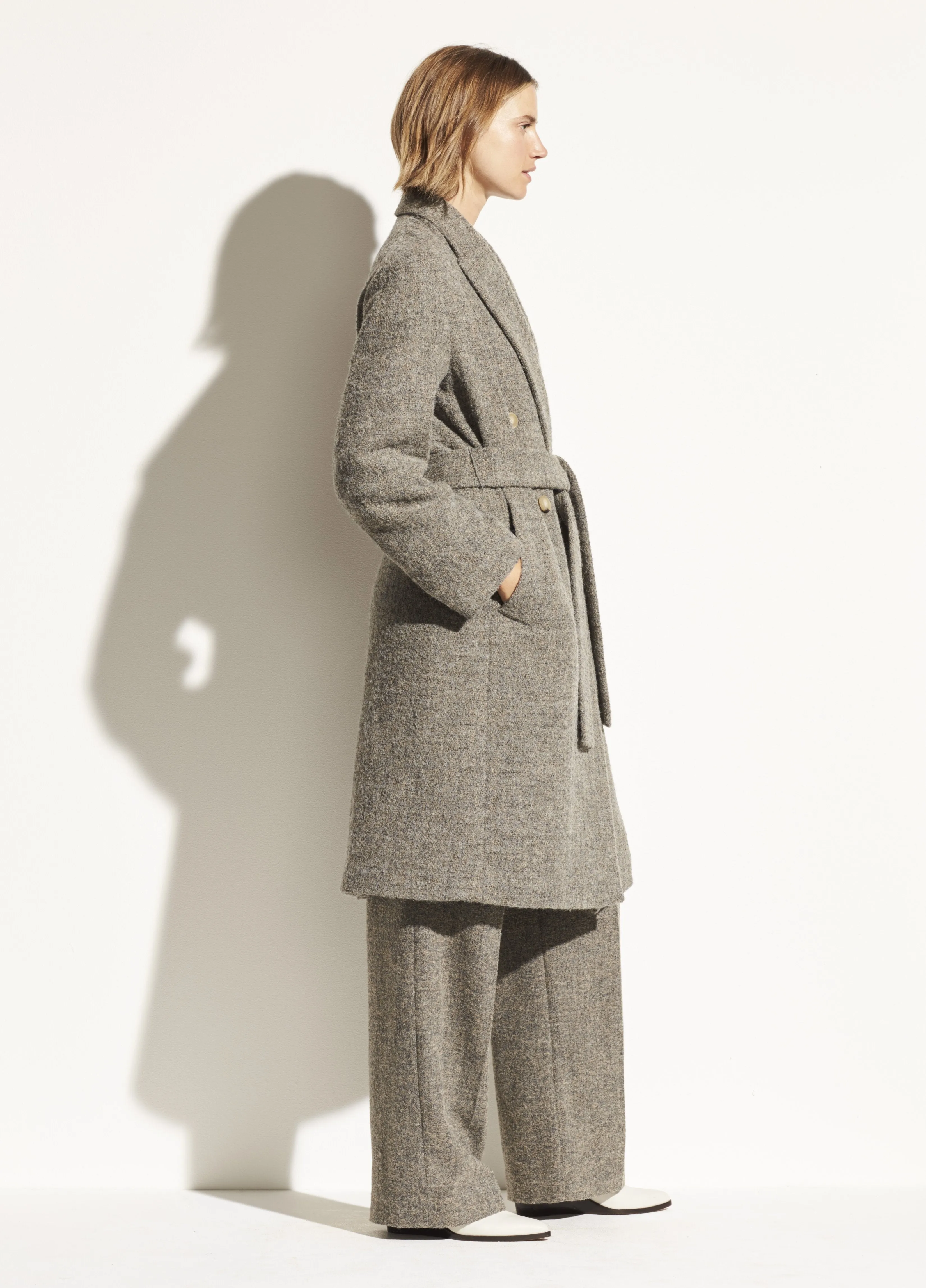 Pebble Texture Wool Coat in Heather Graphite