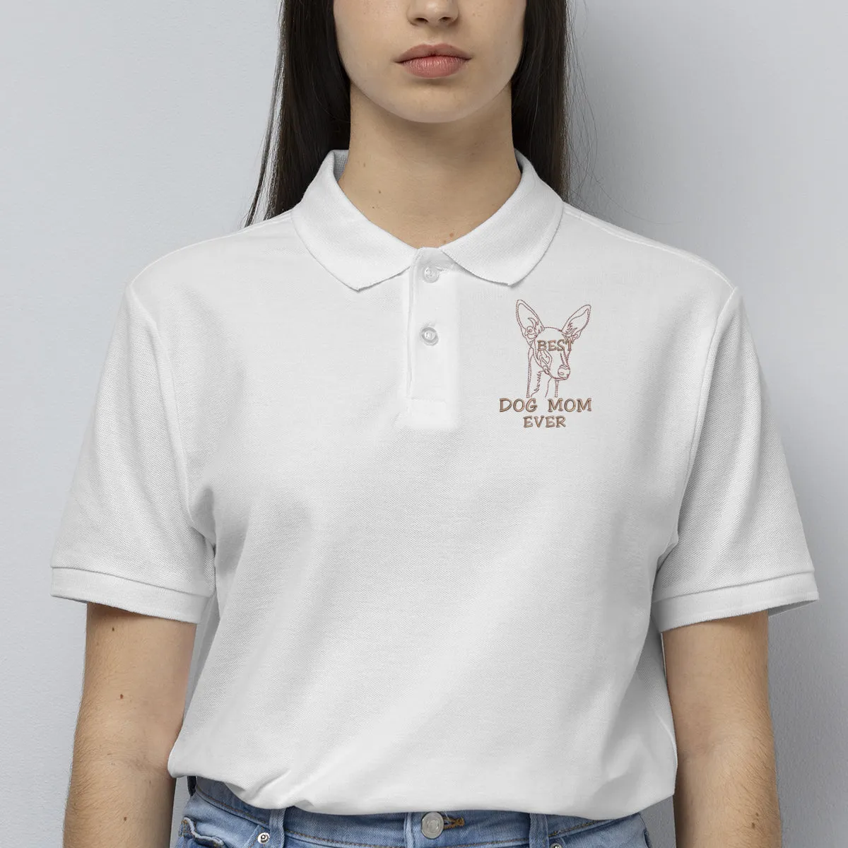 Personalized Best Italian Greyhound Dog Mom Ever Embroidered Polo Shirt, Custom Polo Shirt with Dog Name, Best Gifts For Greyhound Lovers