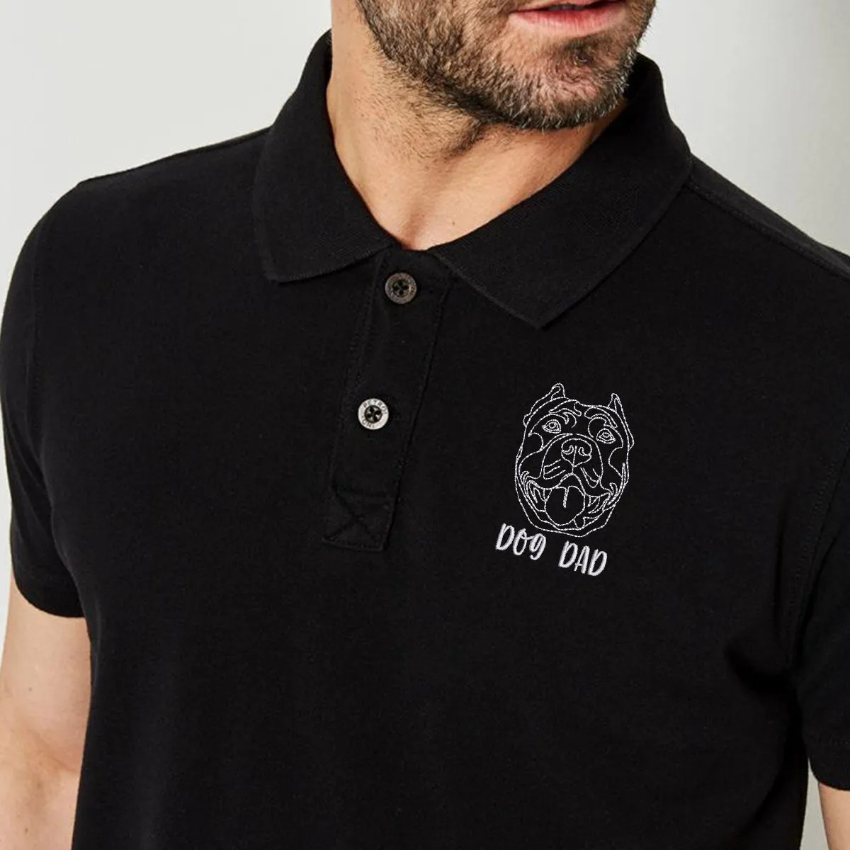 Personalized Pitbull Dog Dad Embroidered  Polo Shirts, Custom  Polo Shirts with Dog Name, Best Gifts for Pitbull Lovers