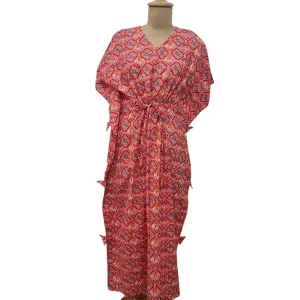 Pink Traditional Print Cotton Kaftan