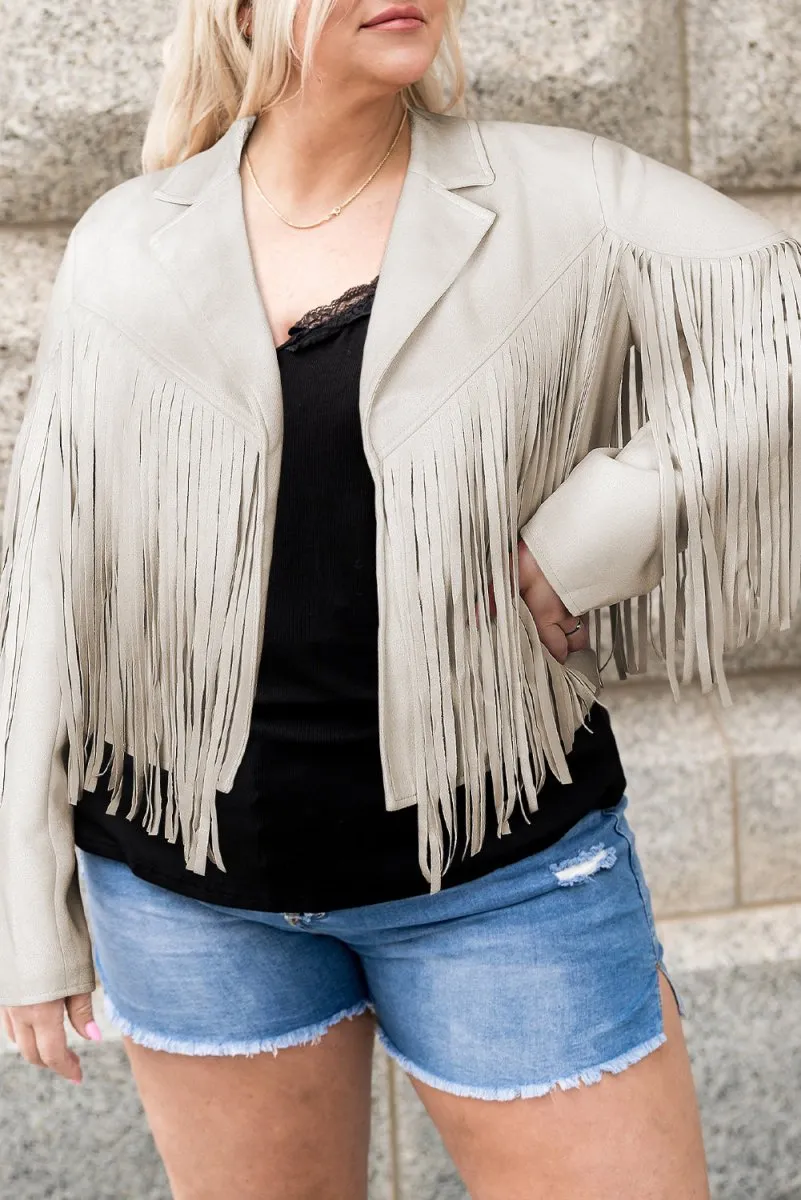 Plus Size Fringe Cropped Jacket