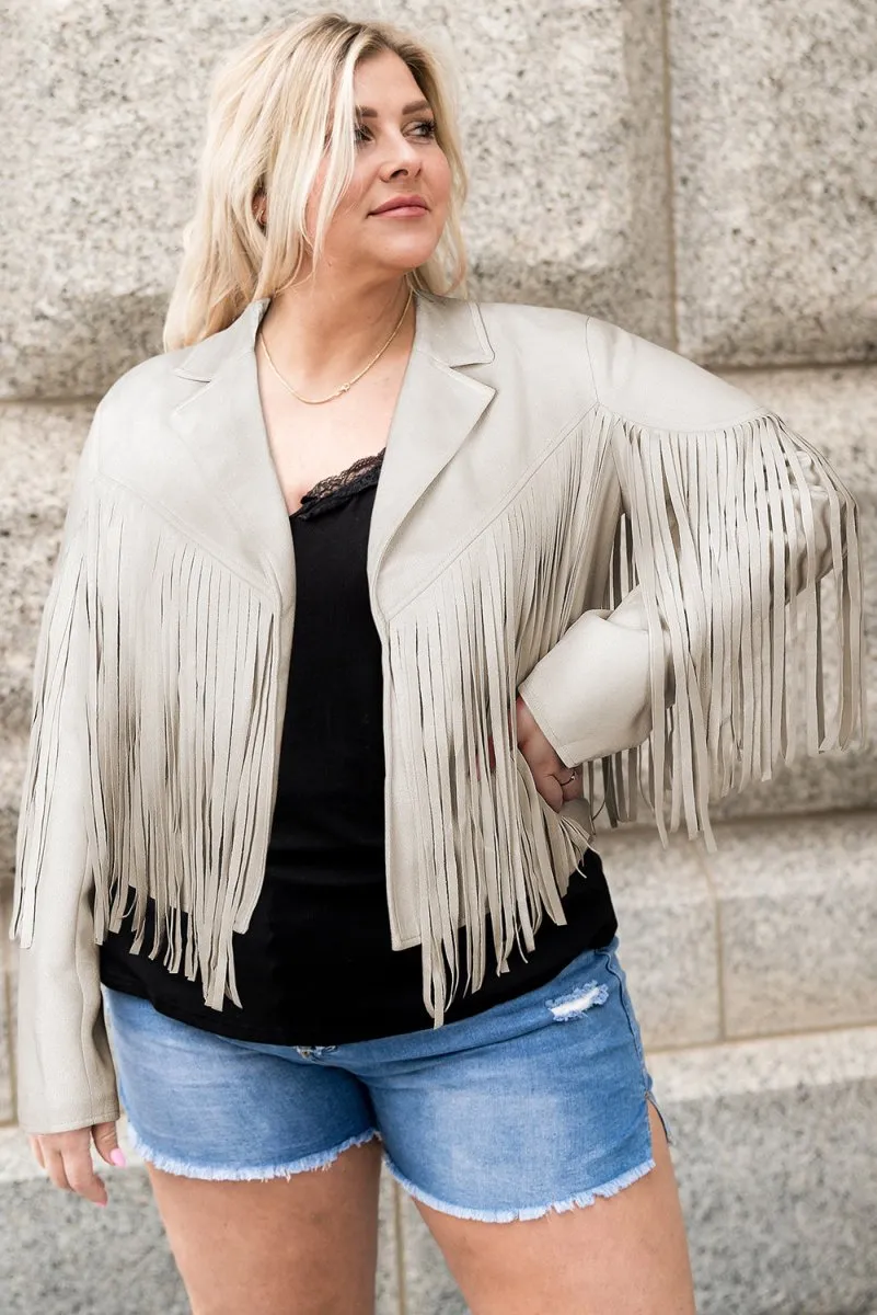 Plus Size Fringe Cropped Jacket