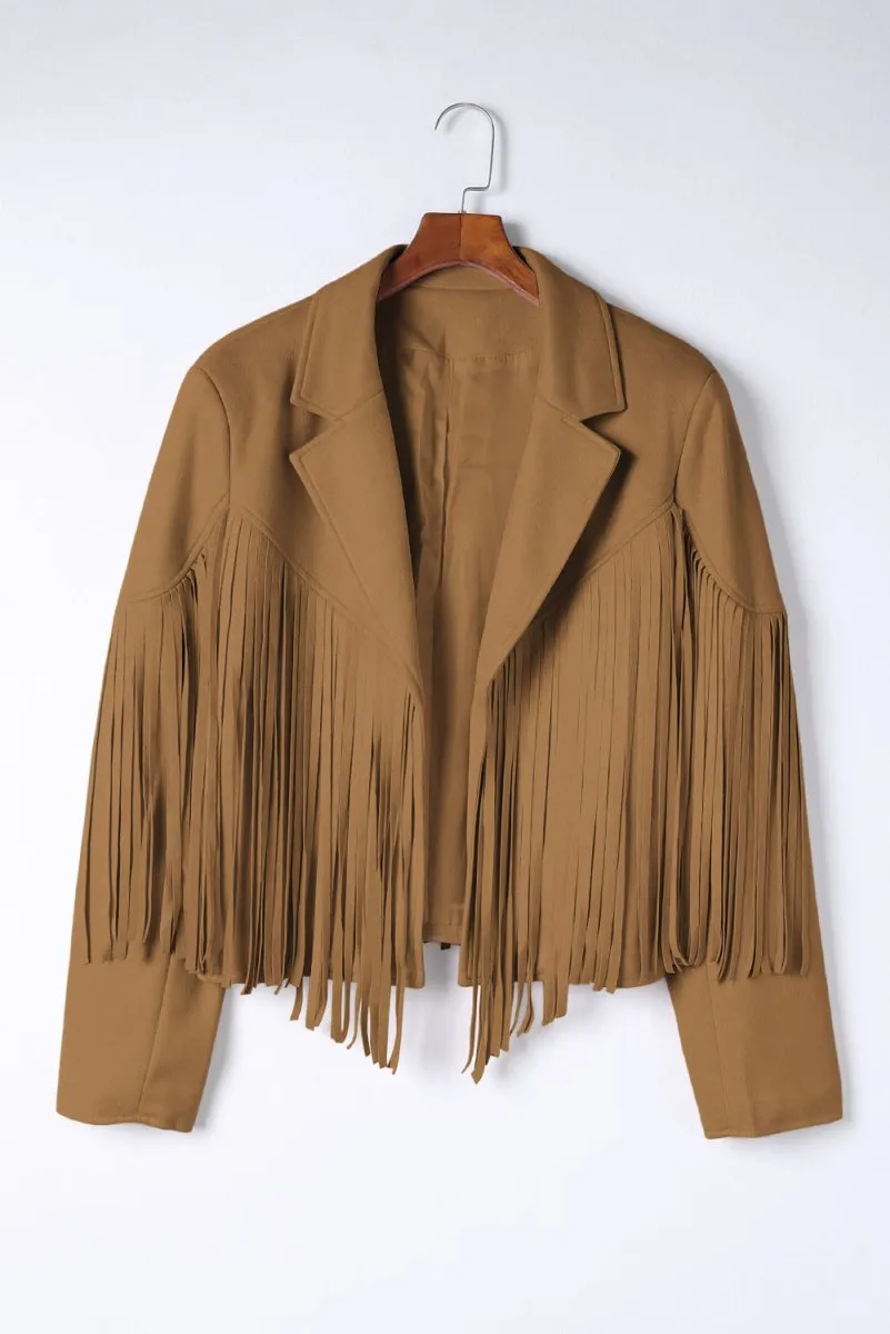 Plus Size Fringe Cropped Jacket