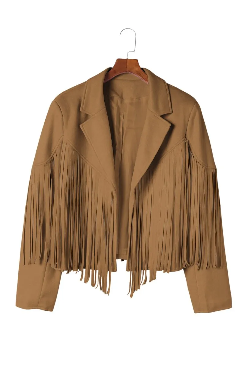 Plus Size Fringe Cropped Jacket