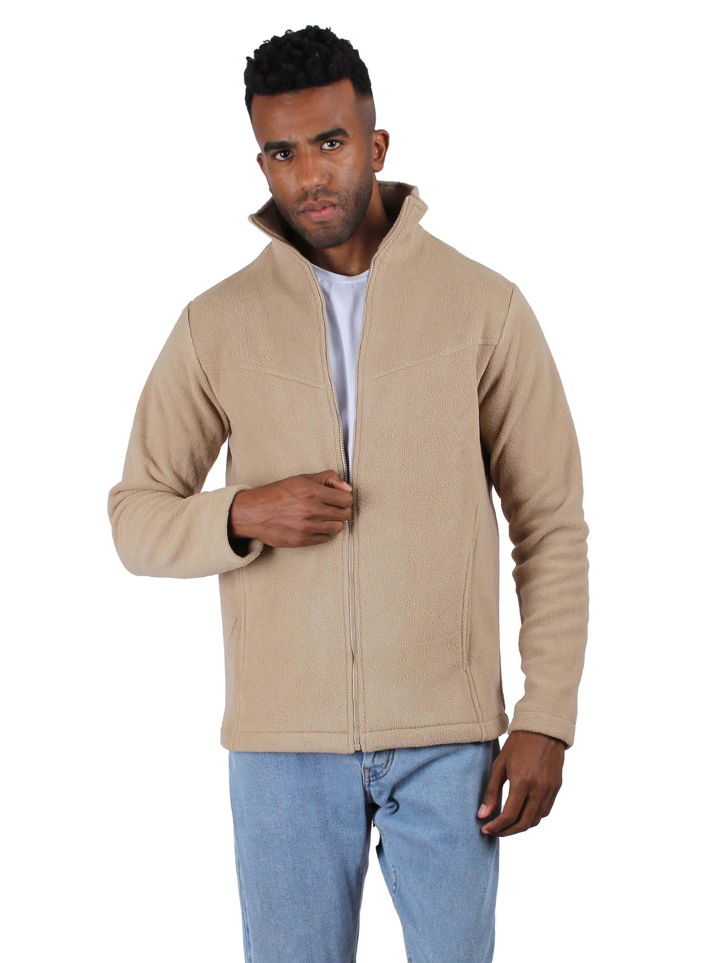 Polar Fleece Jacket Full Zip - Men  - Beige