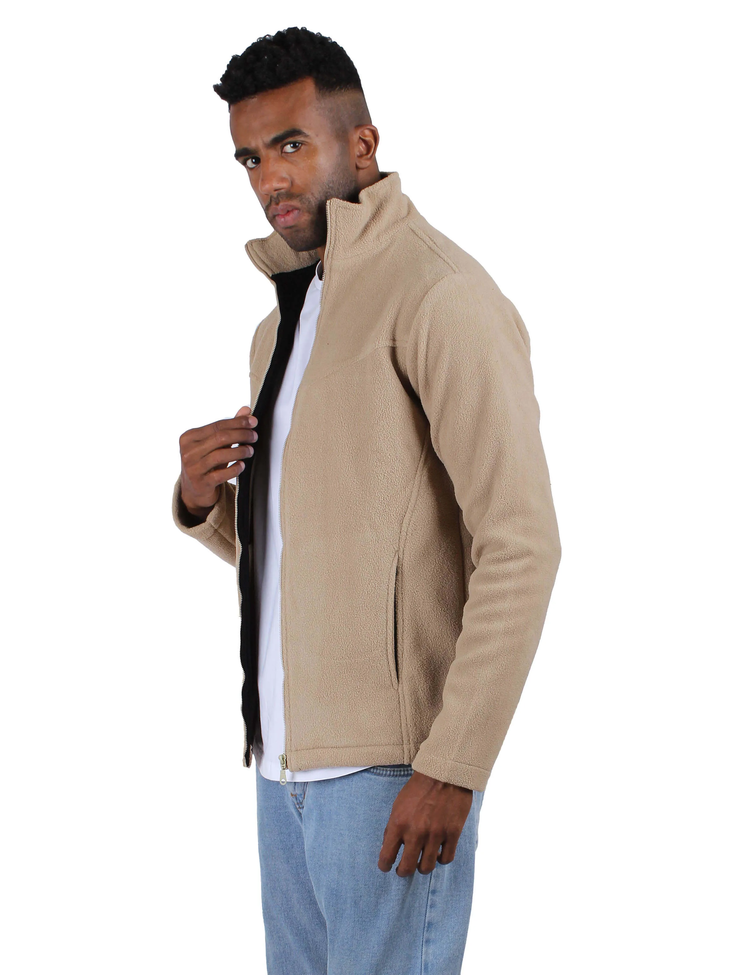 Polar Fleece Jacket Full Zip - Men  - Beige