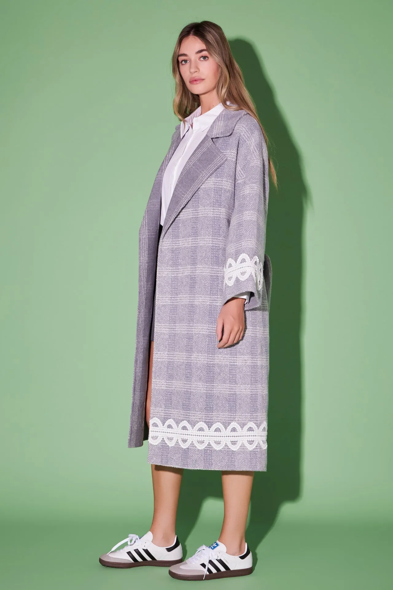 Premium Long Plaid Wrap Coat