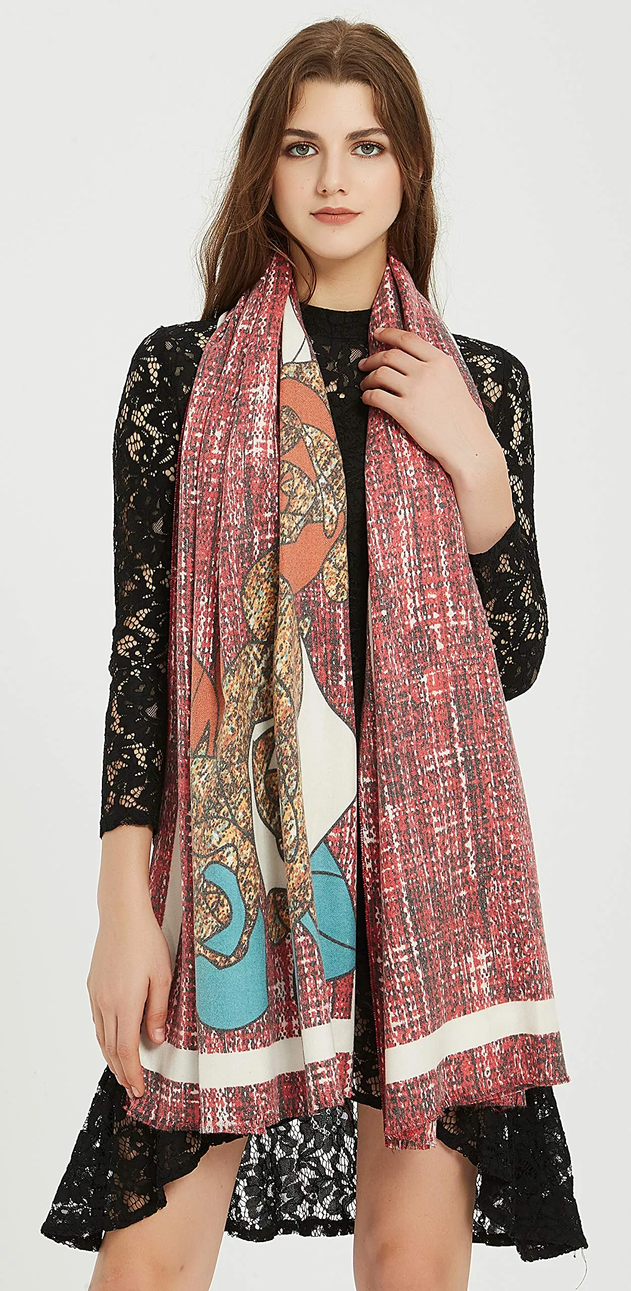 Premium Soft Elegant Flower Cashmere Scarf Shawl