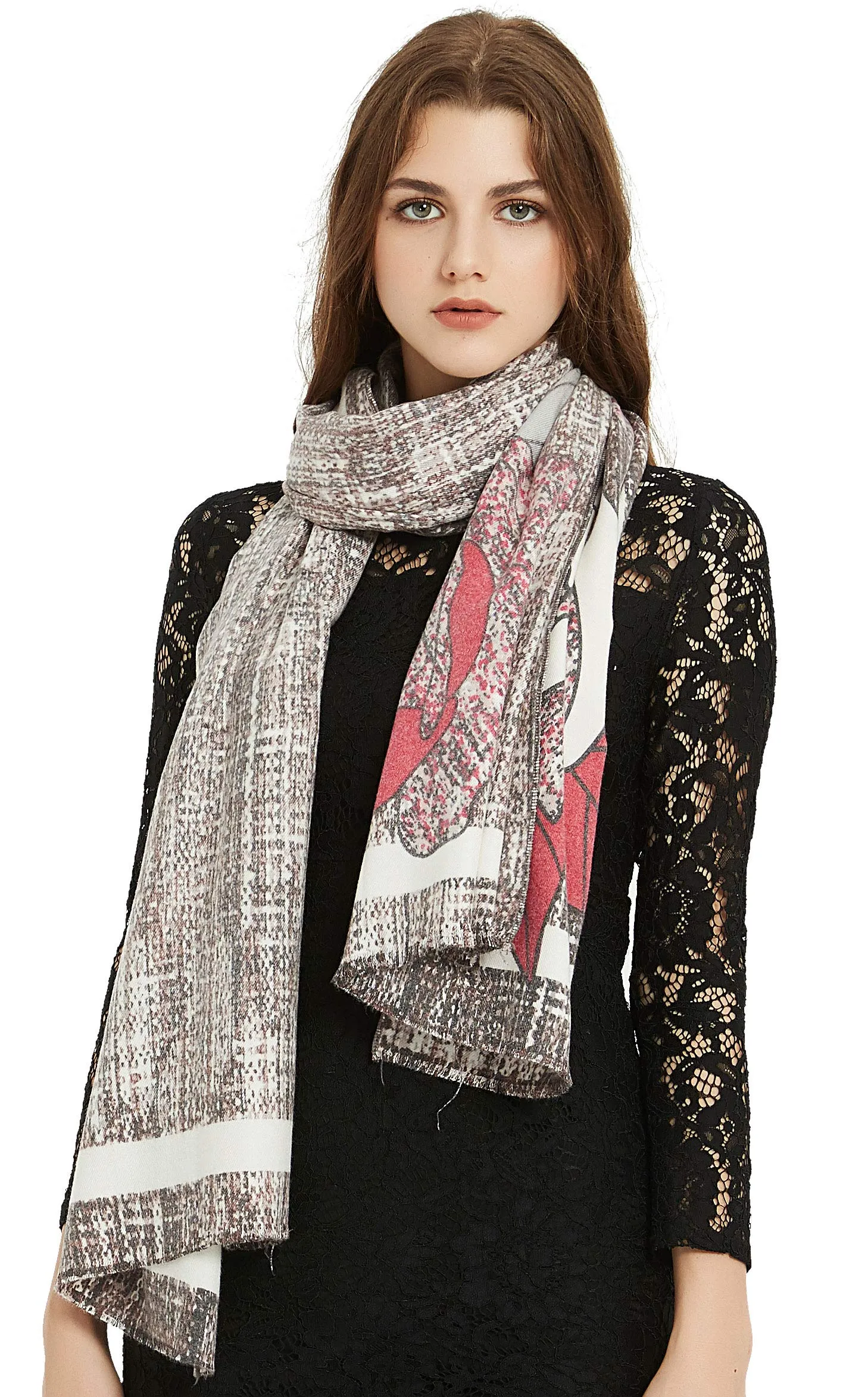 Premium Soft Elegant Flower Cashmere Scarf Shawl