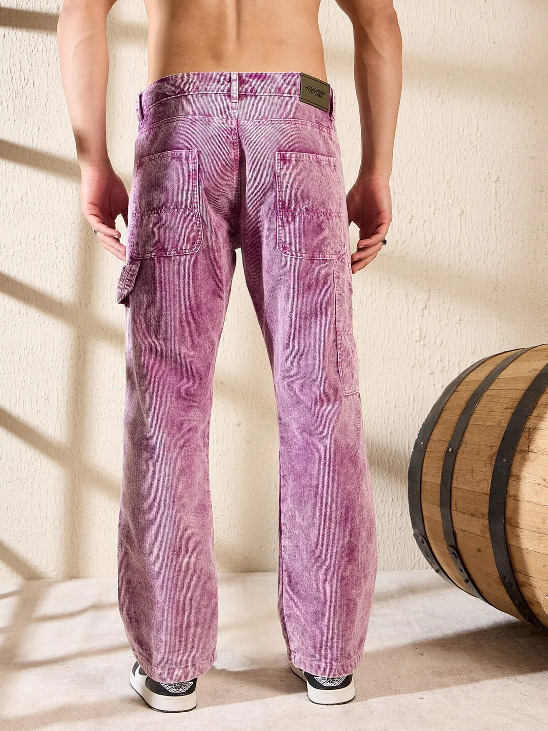 Purple Cord Dyed Carpenter Pants