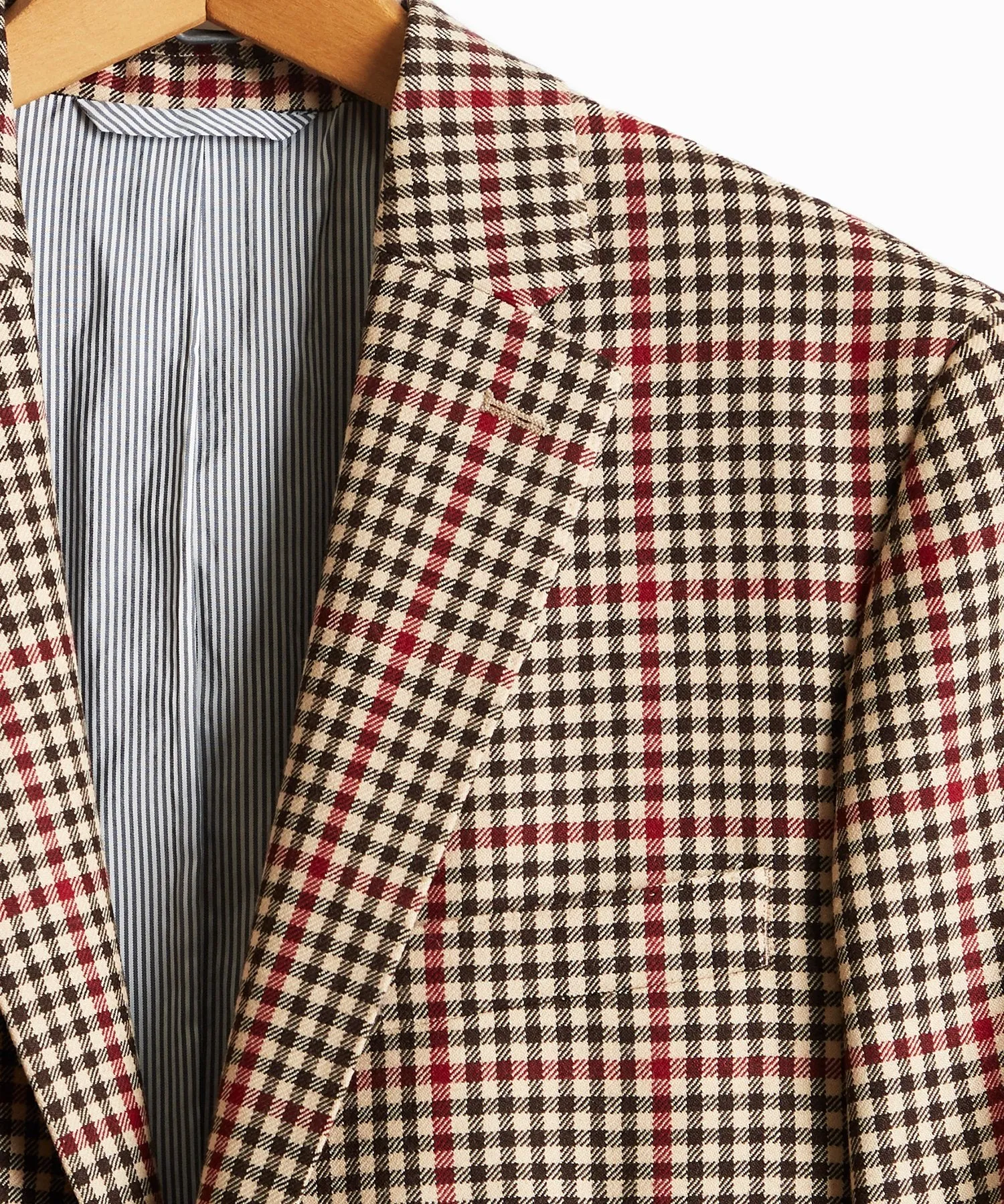 Red and Brown Check Sutton Suit Jacket