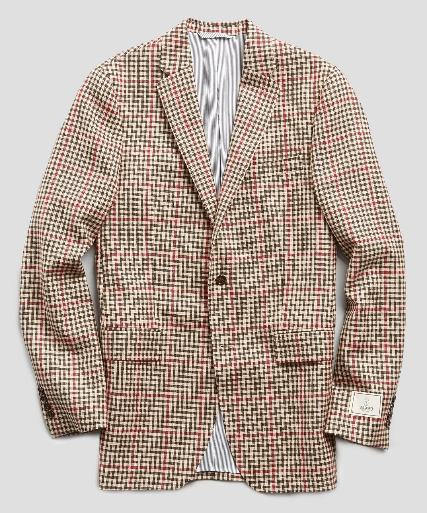 Red and Brown Check Sutton Suit Jacket