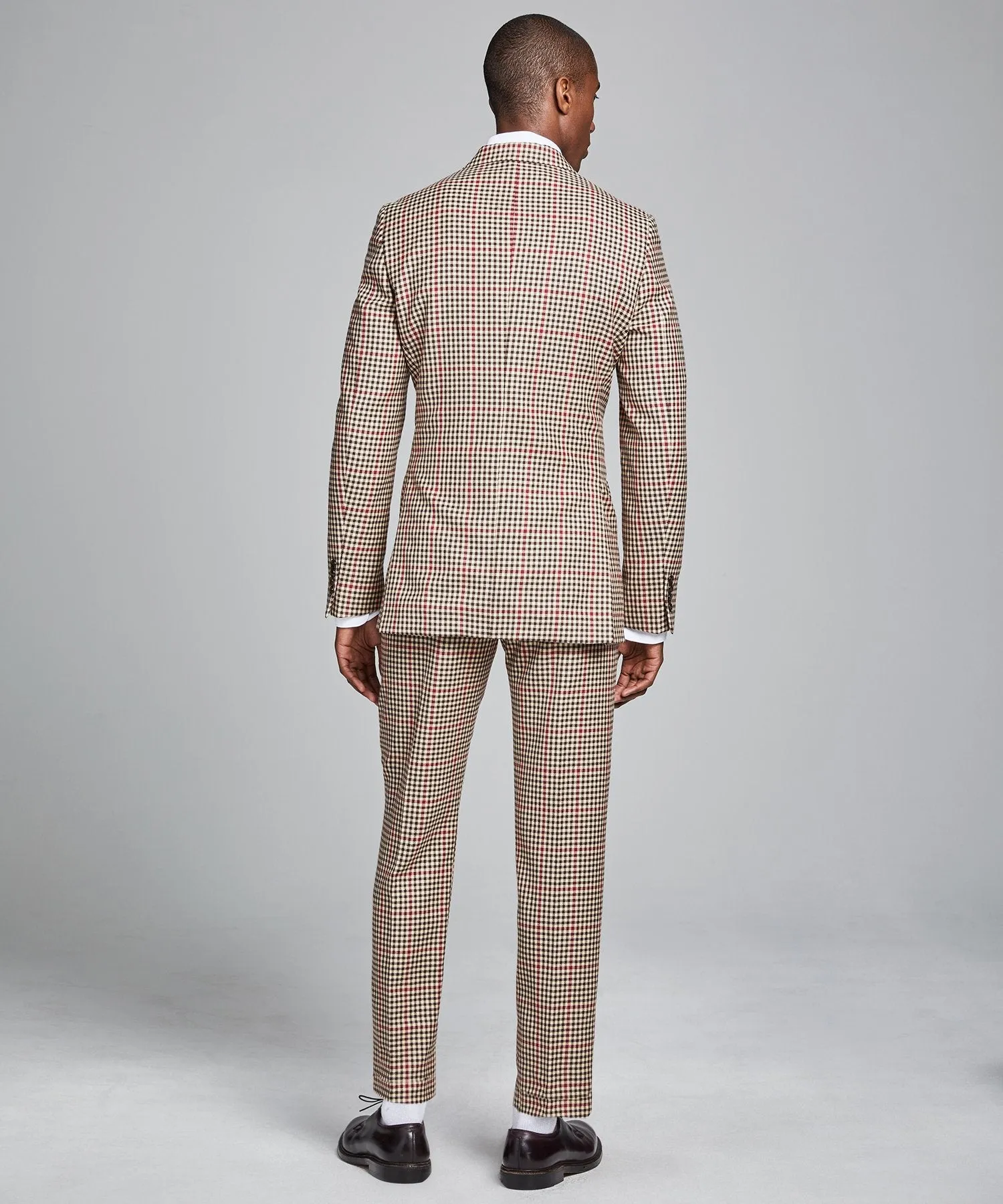 Red and Brown Check Sutton Suit Jacket