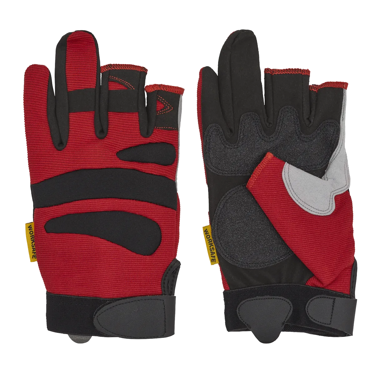 Red Fingerless Multi-Task Gloves Medium - Pair