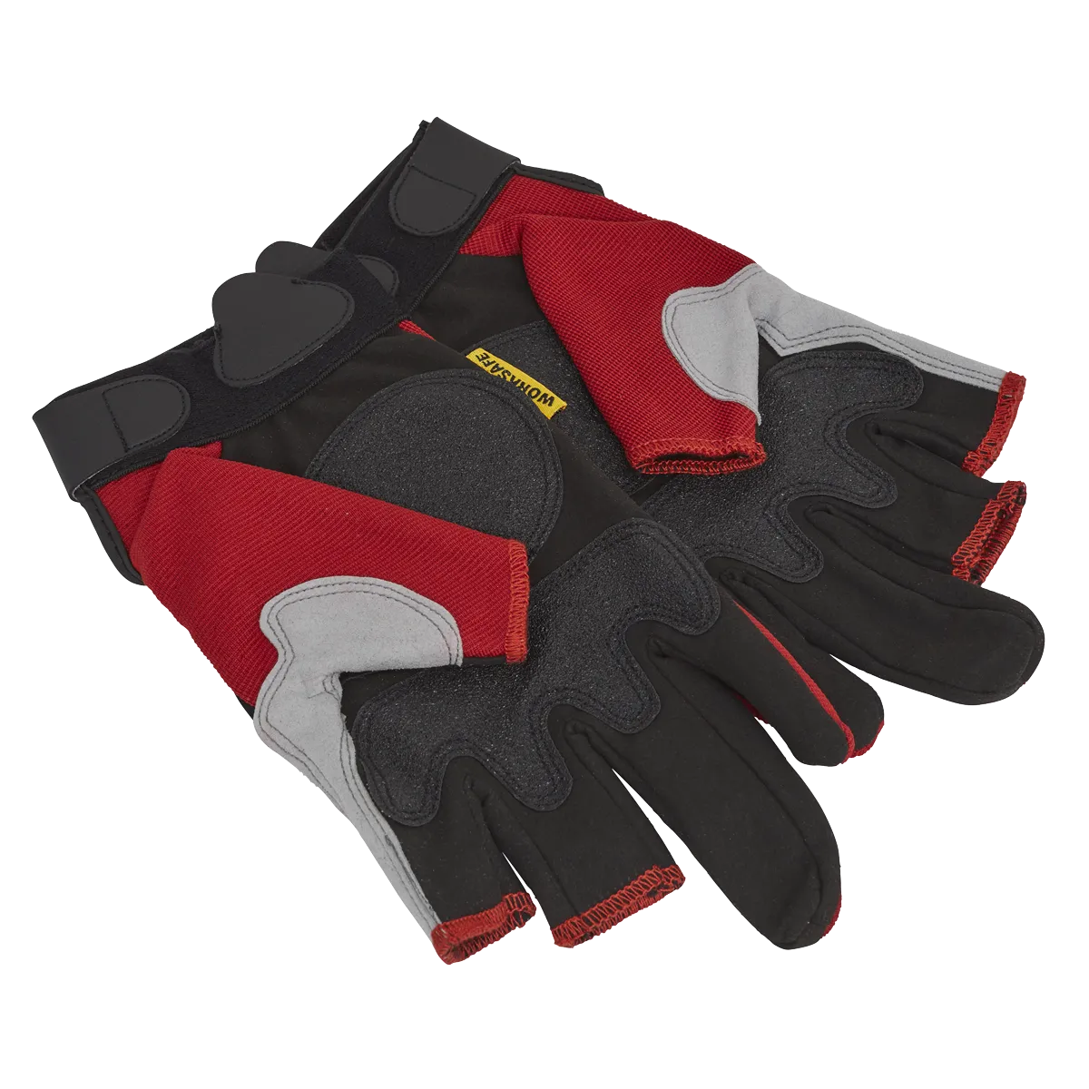 Red Fingerless Multi-Task Gloves Medium - Pair