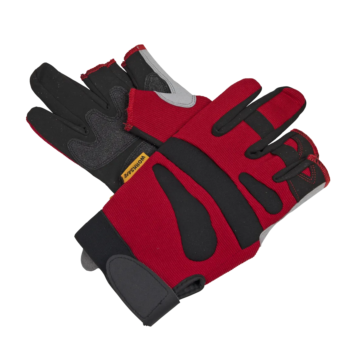 Red Fingerless Multi-Task Gloves Medium - Pair