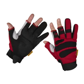 Red Fingerless Multi-Task Gloves Medium - Pair