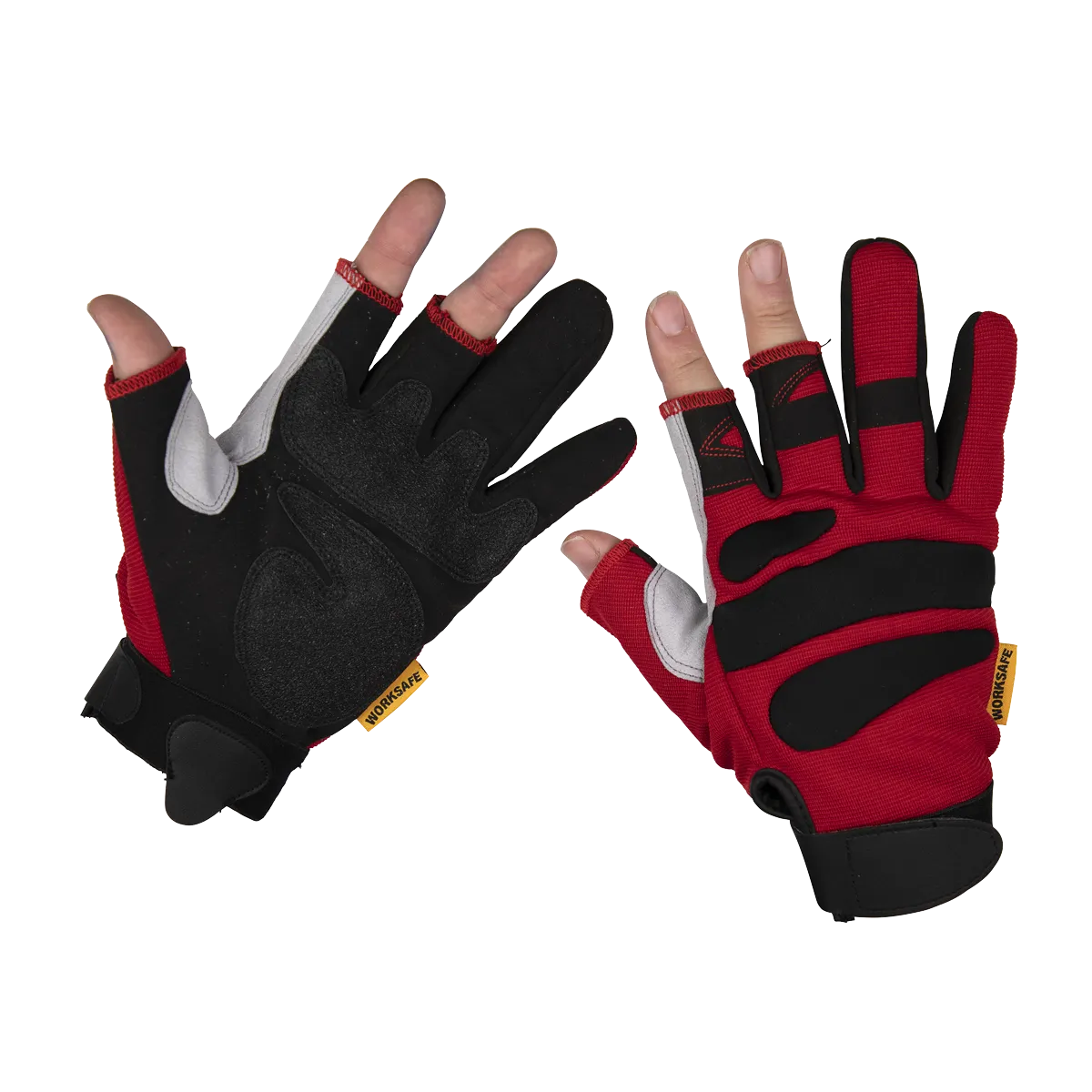 Red Fingerless Multi-Task Gloves Medium - Pair