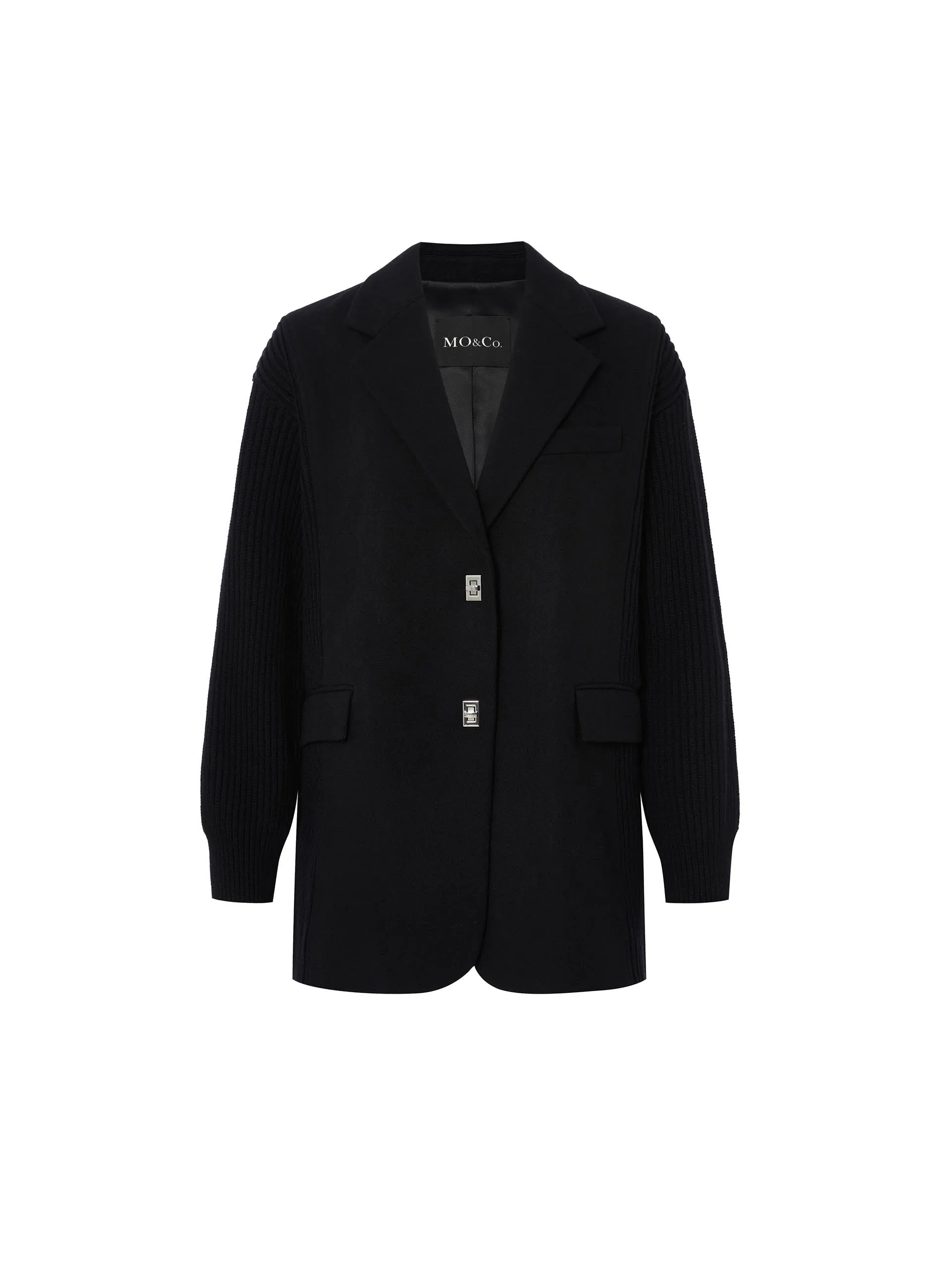 Ribbed Paneled Wool Blazer