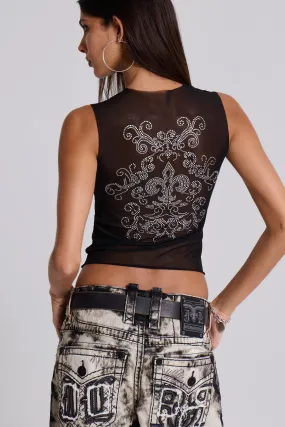 Rock Revival Diamante Fleur Dis Lis Tank Top