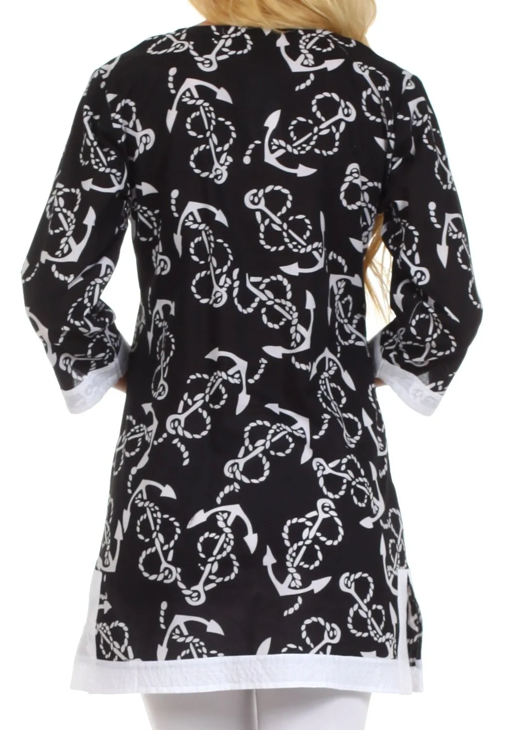 Sakkas Anchor Cotton Long Sleeve Tunic Blouse