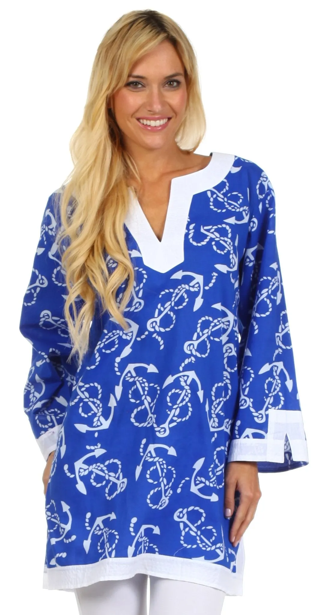 Sakkas Anchor Cotton Long Sleeve Tunic Blouse