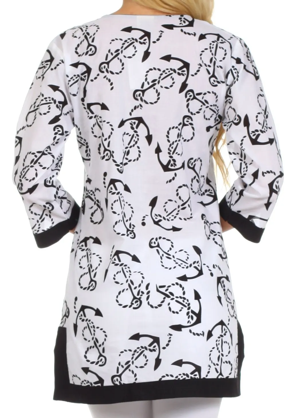 Sakkas Anchor Cotton Long Sleeve Tunic Blouse