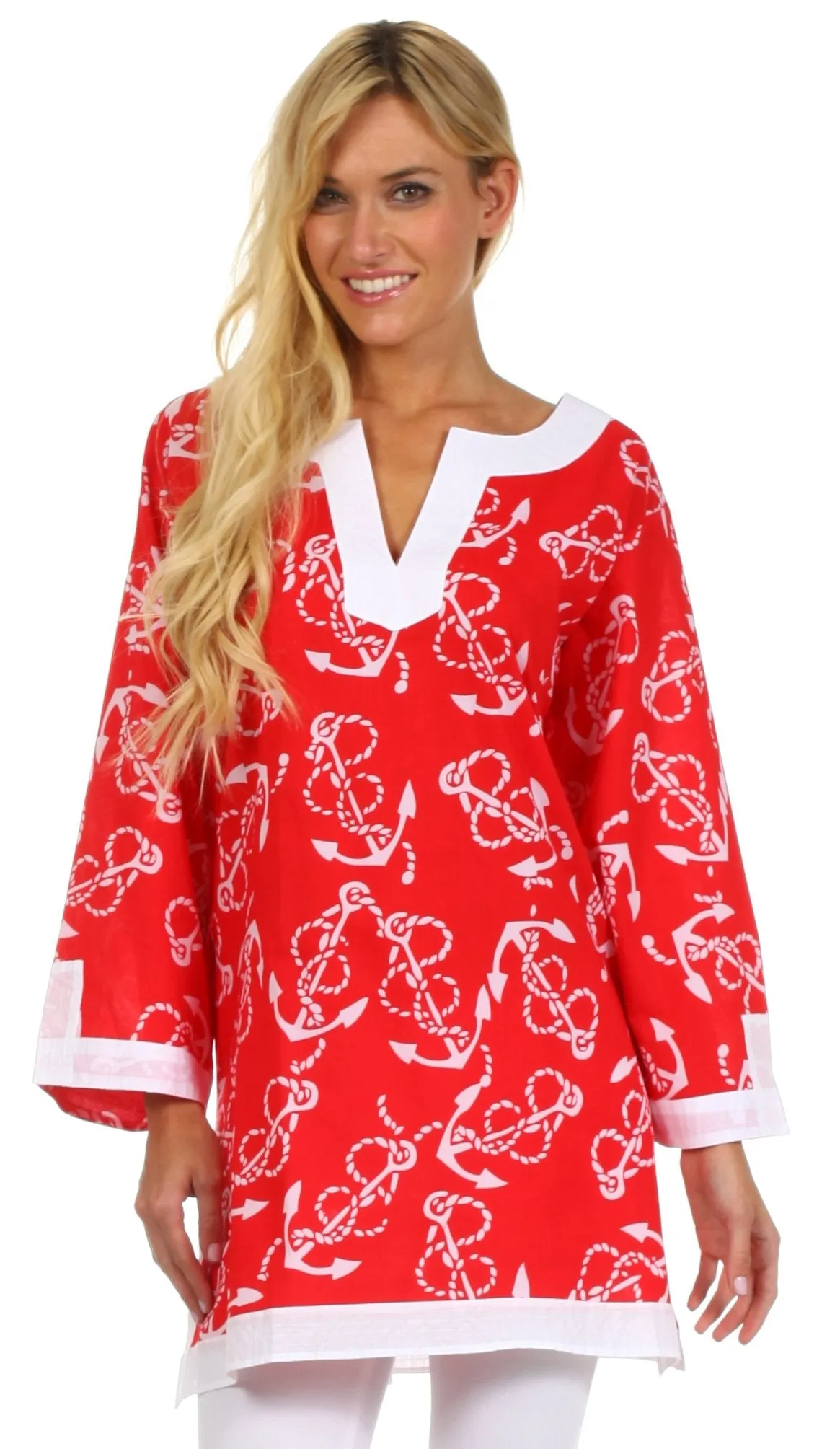 Sakkas Anchor Cotton Long Sleeve Tunic Blouse