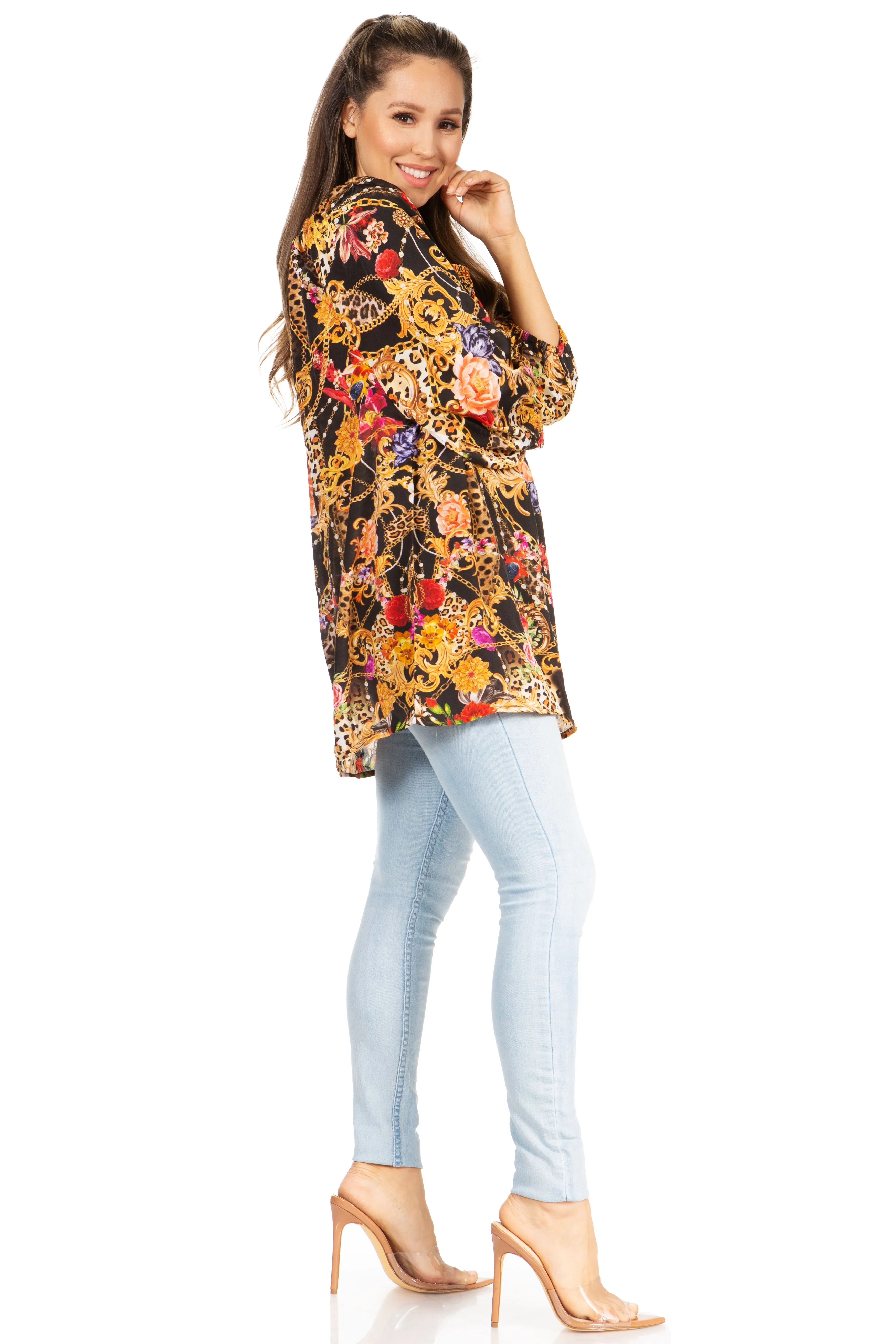 Sakkas Darsy Women's Floral Print Top - Pirate Boho Style