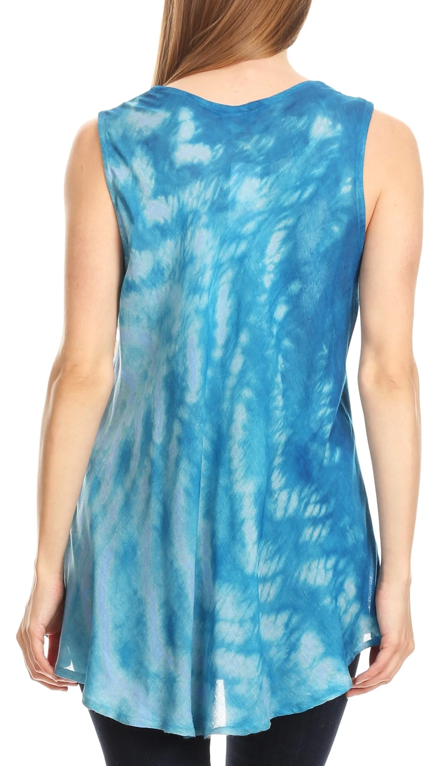 Sakkas Saba Womens Summer Casual Everyday Tie-dye Tunic Tank Top Light and Soft