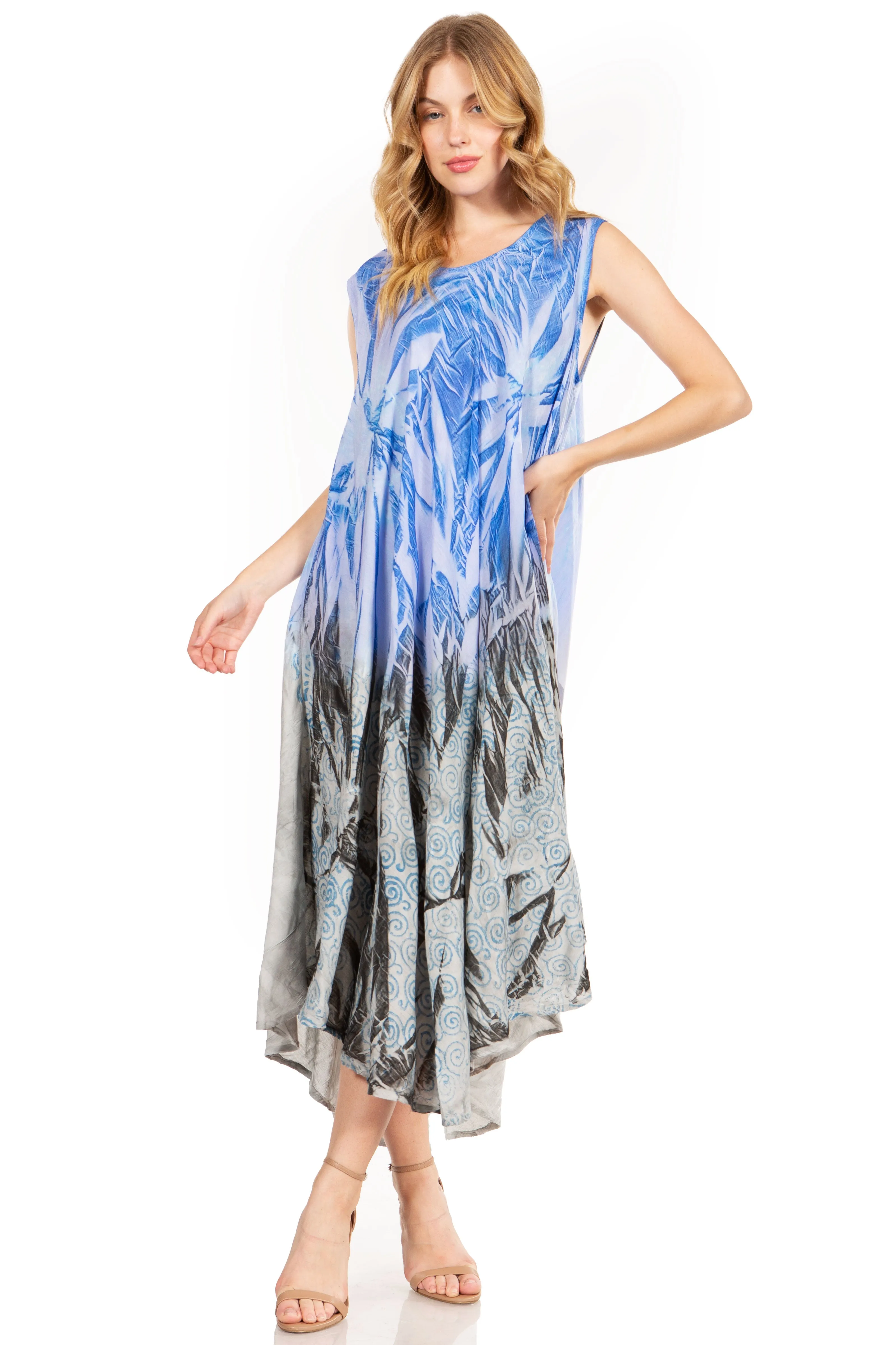 Sakkas Starlight Fourth Women's Tie Dye Caftan Tank Dress/Cover Up  Beach Kaftan