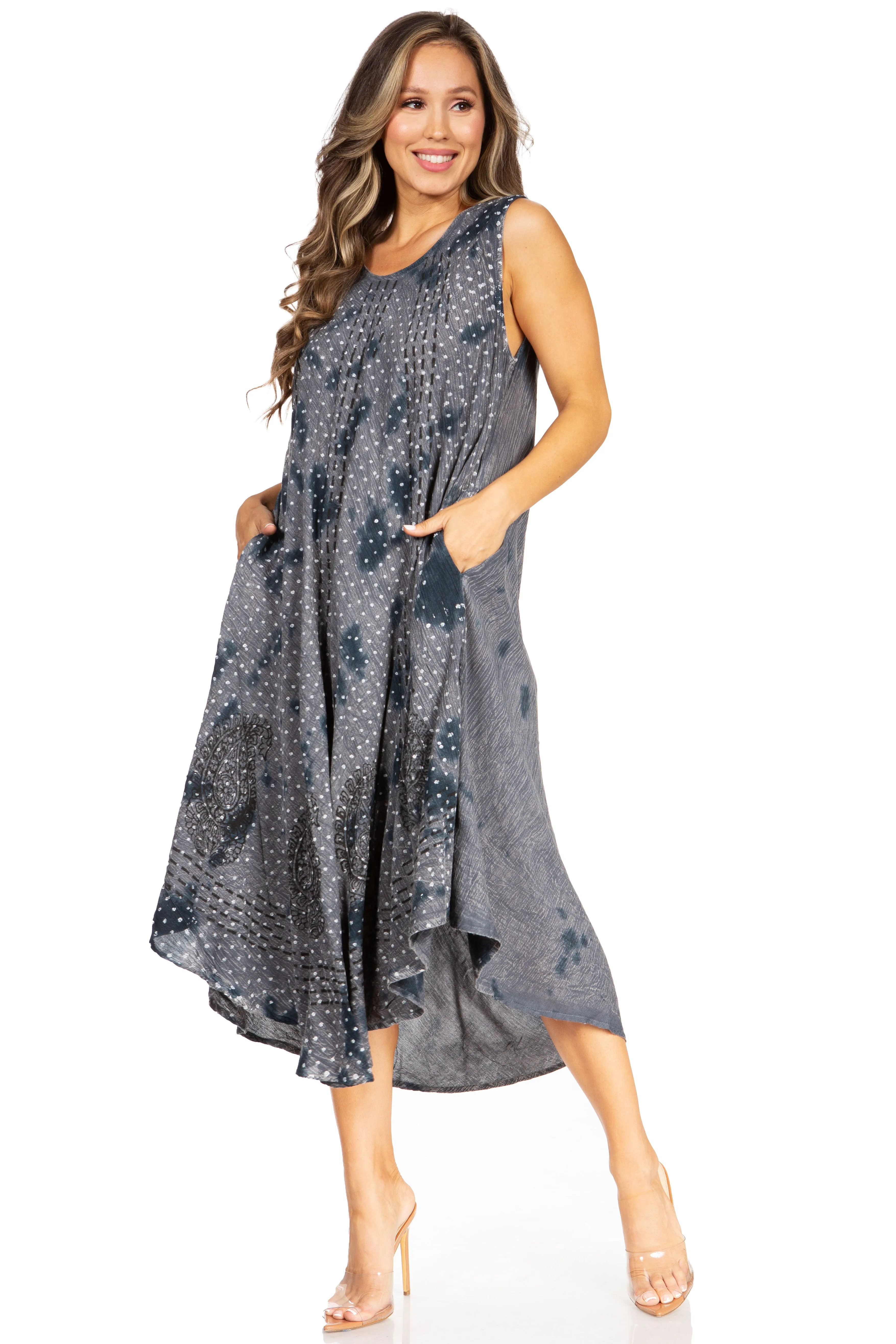 Sakkas Starlight Fourth Women's Tie Dye Caftan Tank Dress/Cover Up  Beach Kaftan