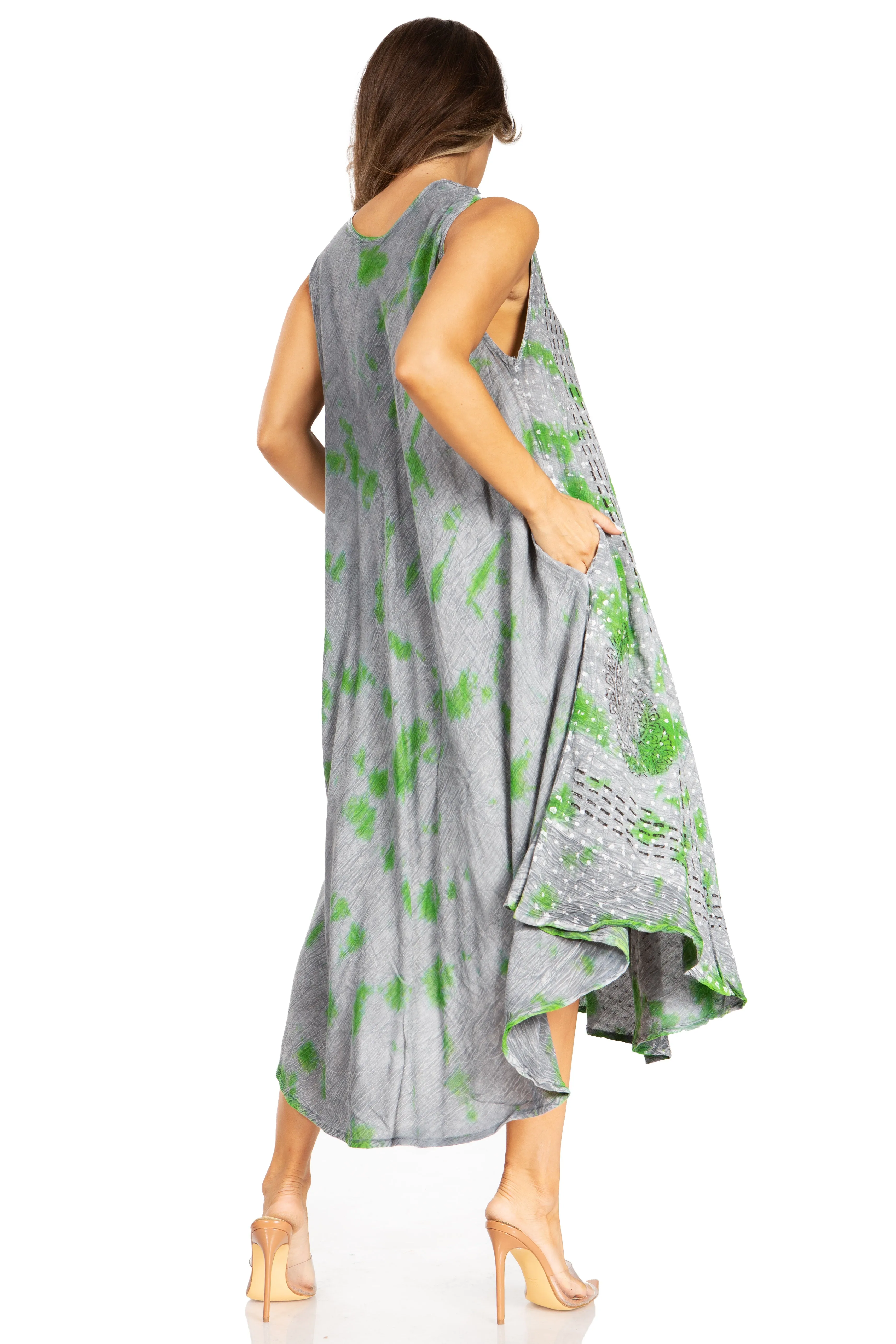 Sakkas Starlight Fourth Women's Tie Dye Caftan Tank Dress/Cover Up  Beach Kaftan