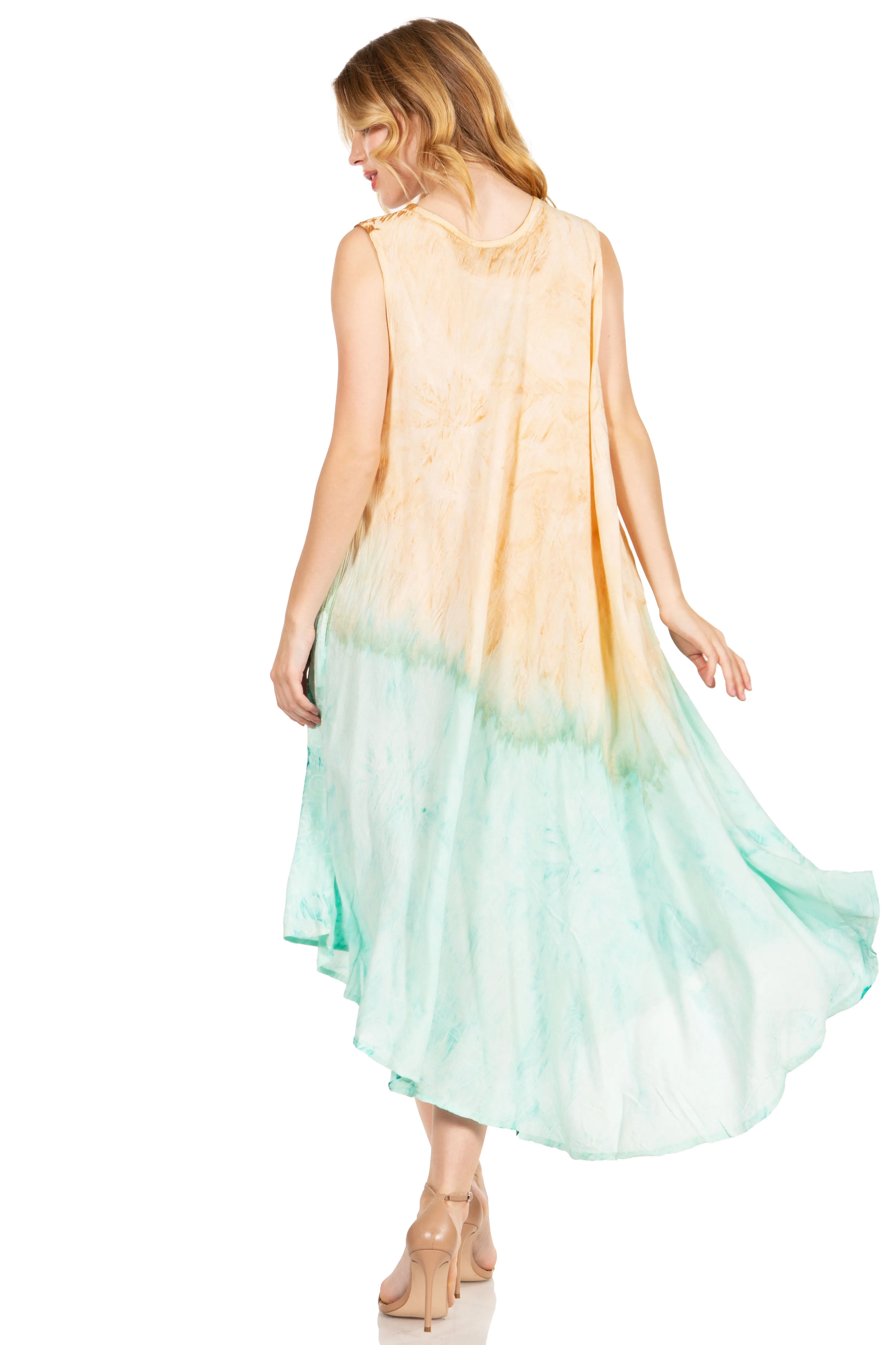 Sakkas Starlight Fourth Women's Tie Dye Caftan Tank Dress/Cover Up  Beach Kaftan