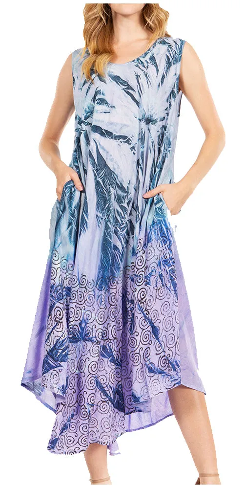 Sakkas Starlight Fourth Women's Tie Dye Caftan Tank Dress/Cover Up  Beach Kaftan