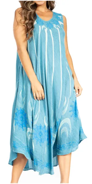 Sakkas Starlight Fourth Women's Tie Dye Caftan Tank Dress/Cover Up  Beach Kaftan