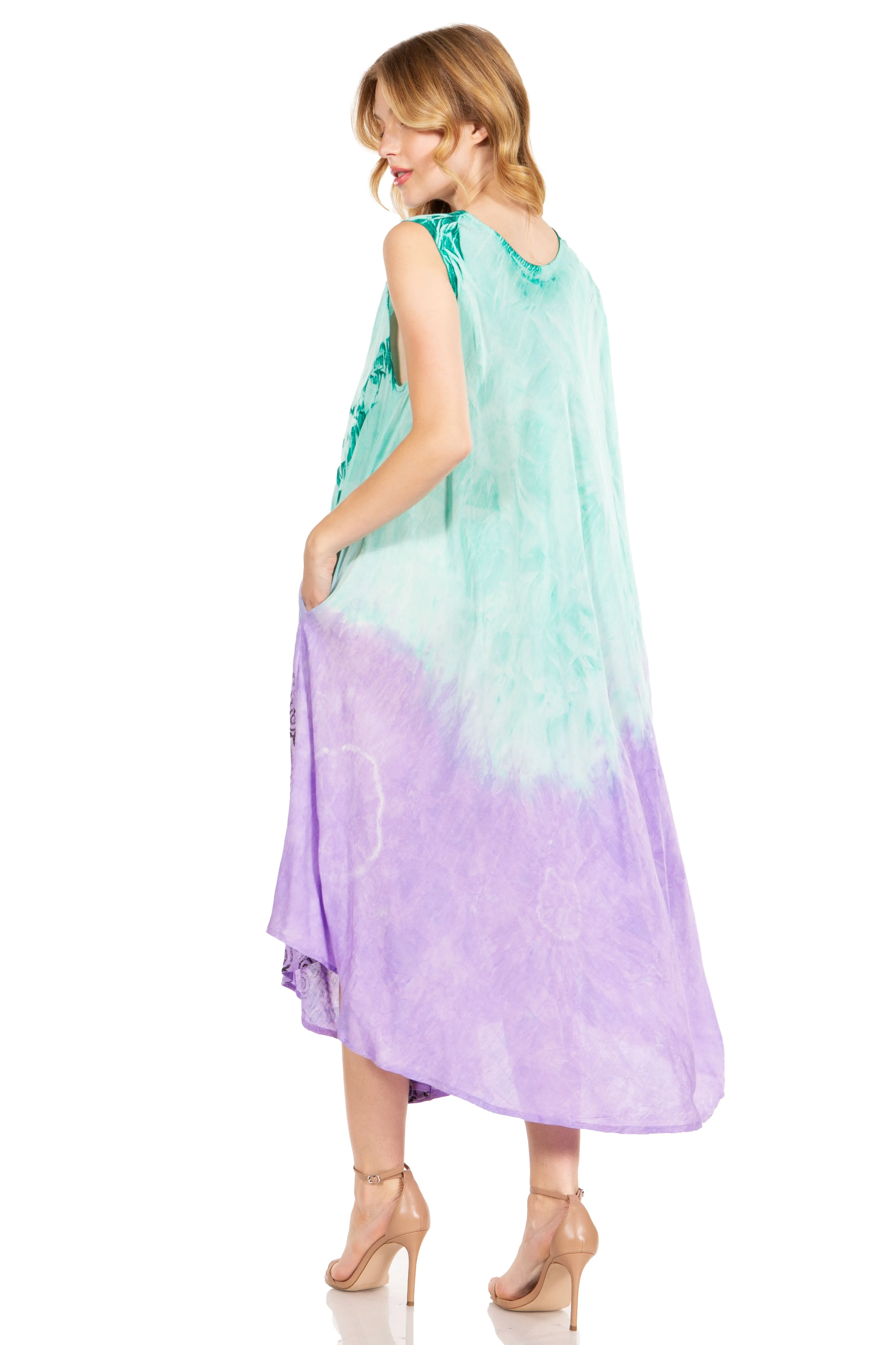 Sakkas Starlight Fourth Women's Tie Dye Caftan Tank Dress/Cover Up  Beach Kaftan