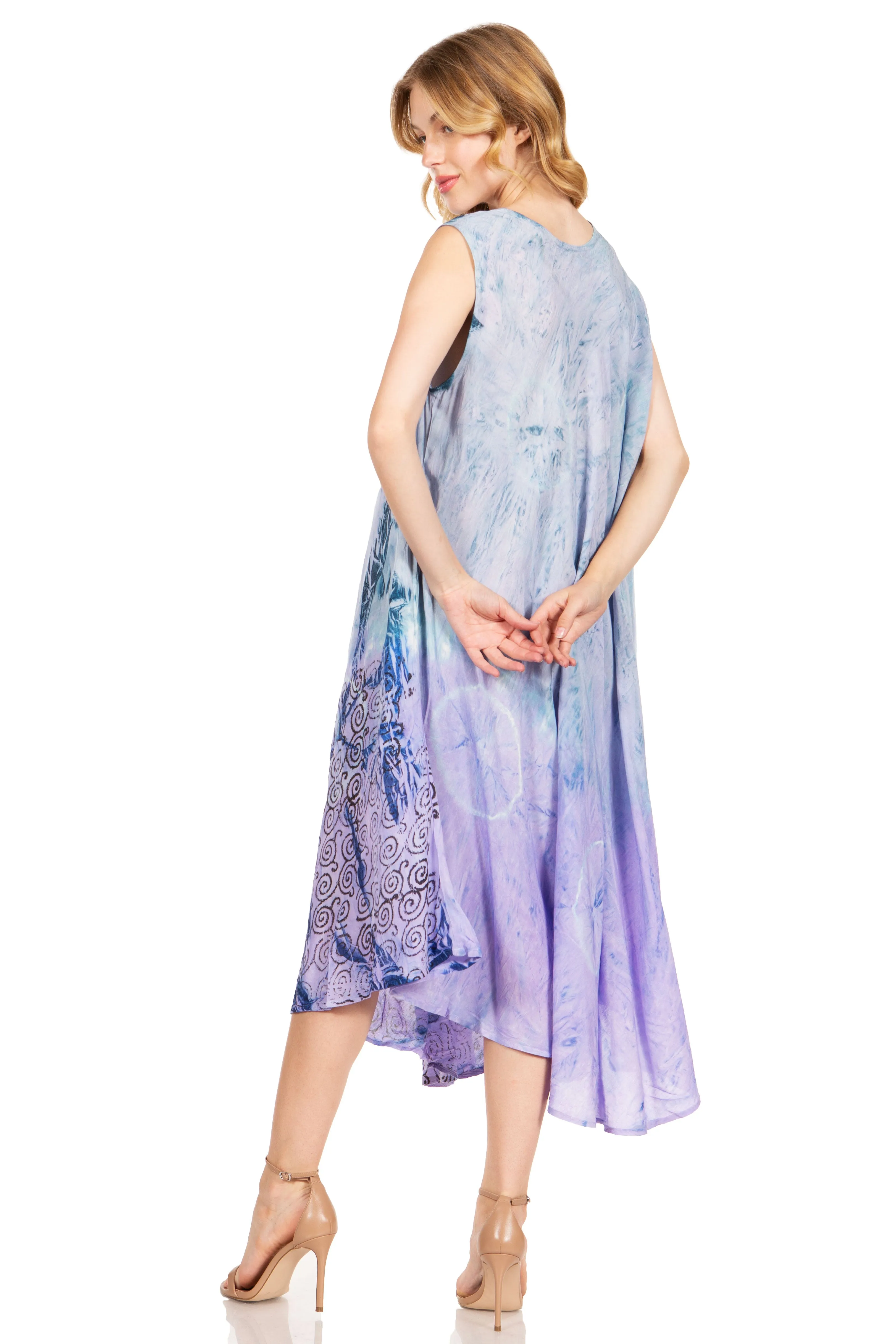 Sakkas Starlight Fourth Women's Tie Dye Caftan Tank Dress/Cover Up  Beach Kaftan