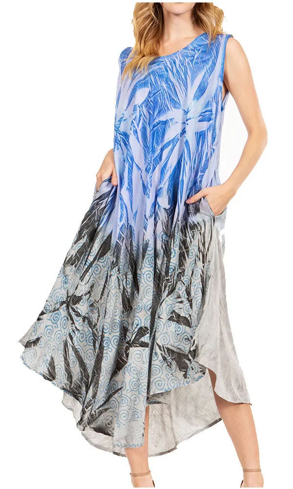 Sakkas Starlight Fourth Women's Tie Dye Caftan Tank Dress/Cover Up  Beach Kaftan