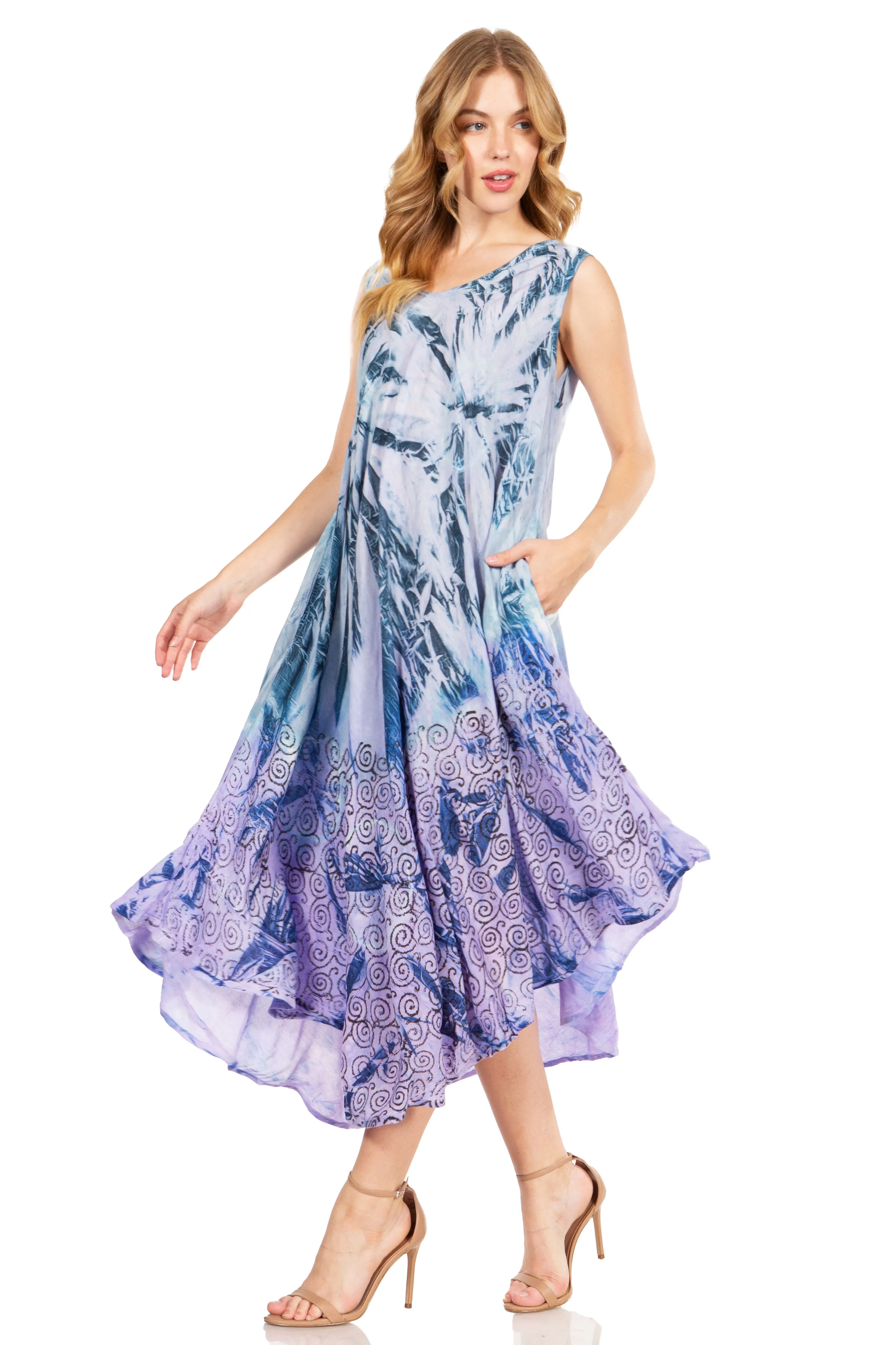 Sakkas Starlight Fourth Women's Tie Dye Caftan Tank Dress/Cover Up  Beach Kaftan