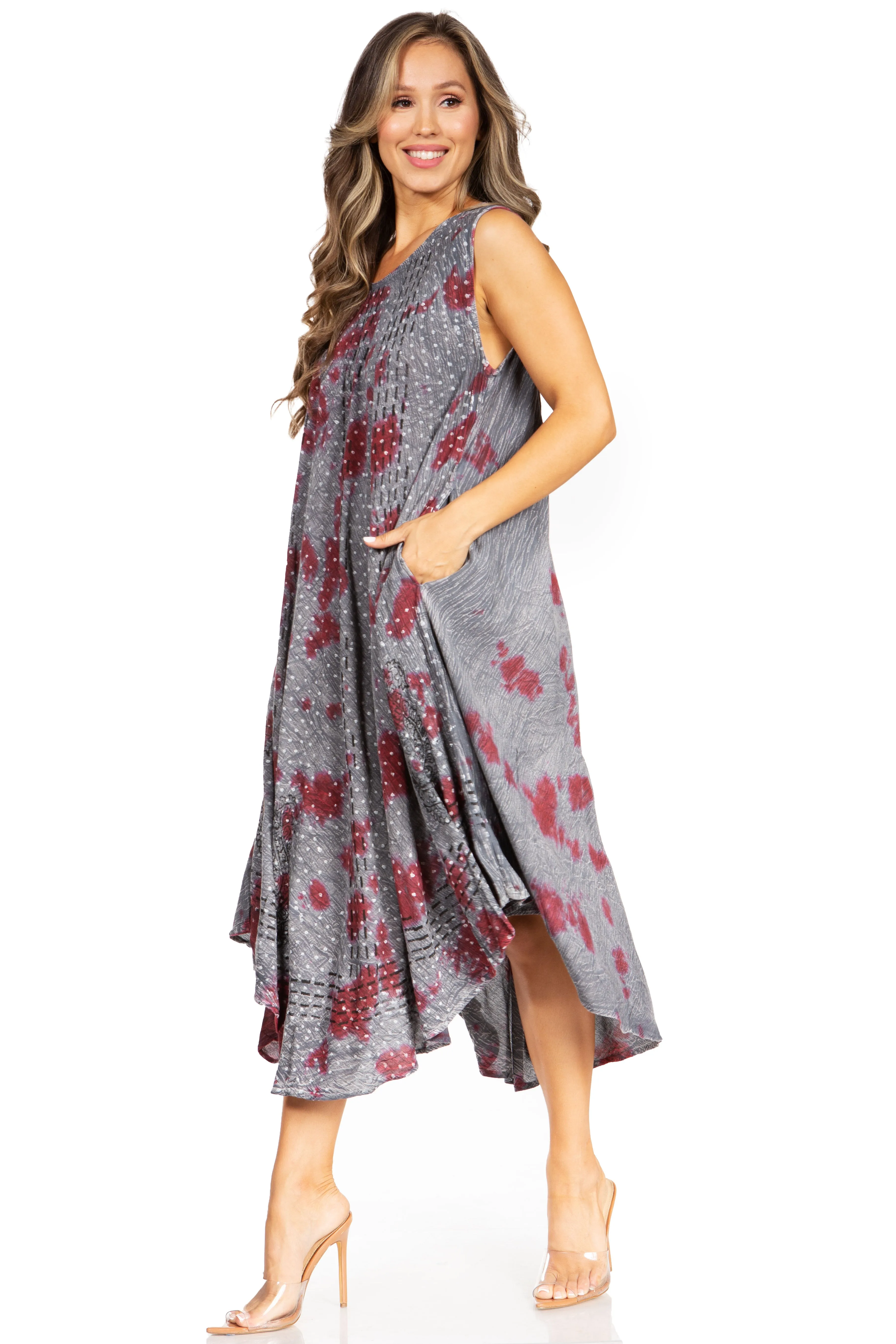 Sakkas Starlight Fourth Women's Tie Dye Caftan Tank Dress/Cover Up  Beach Kaftan