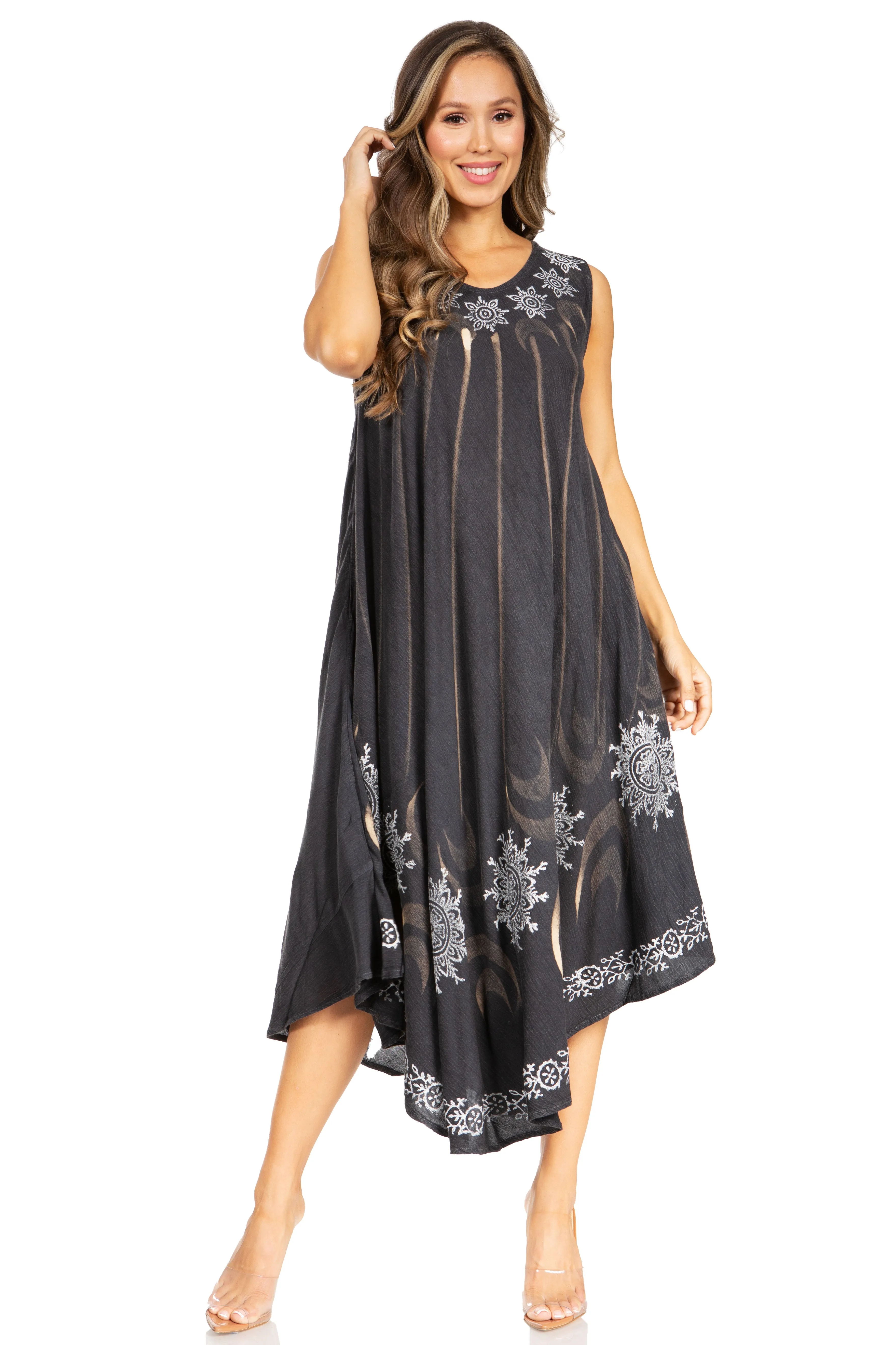 Sakkas Starlight Fourth Women's Tie Dye Caftan Tank Dress/Cover Up  Beach Kaftan