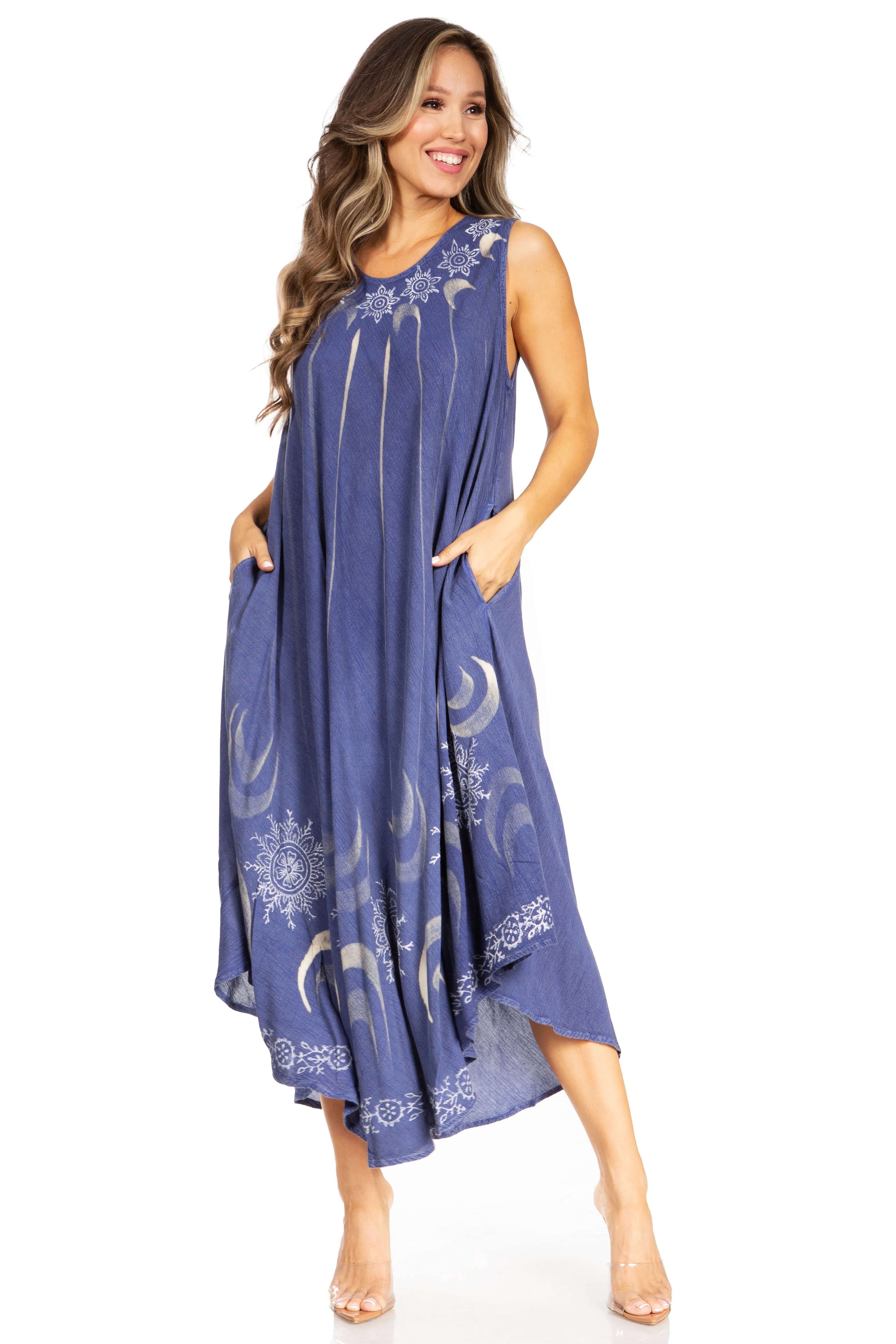 Sakkas Starlight Fourth Women's Tie Dye Caftan Tank Dress/Cover Up  Beach Kaftan