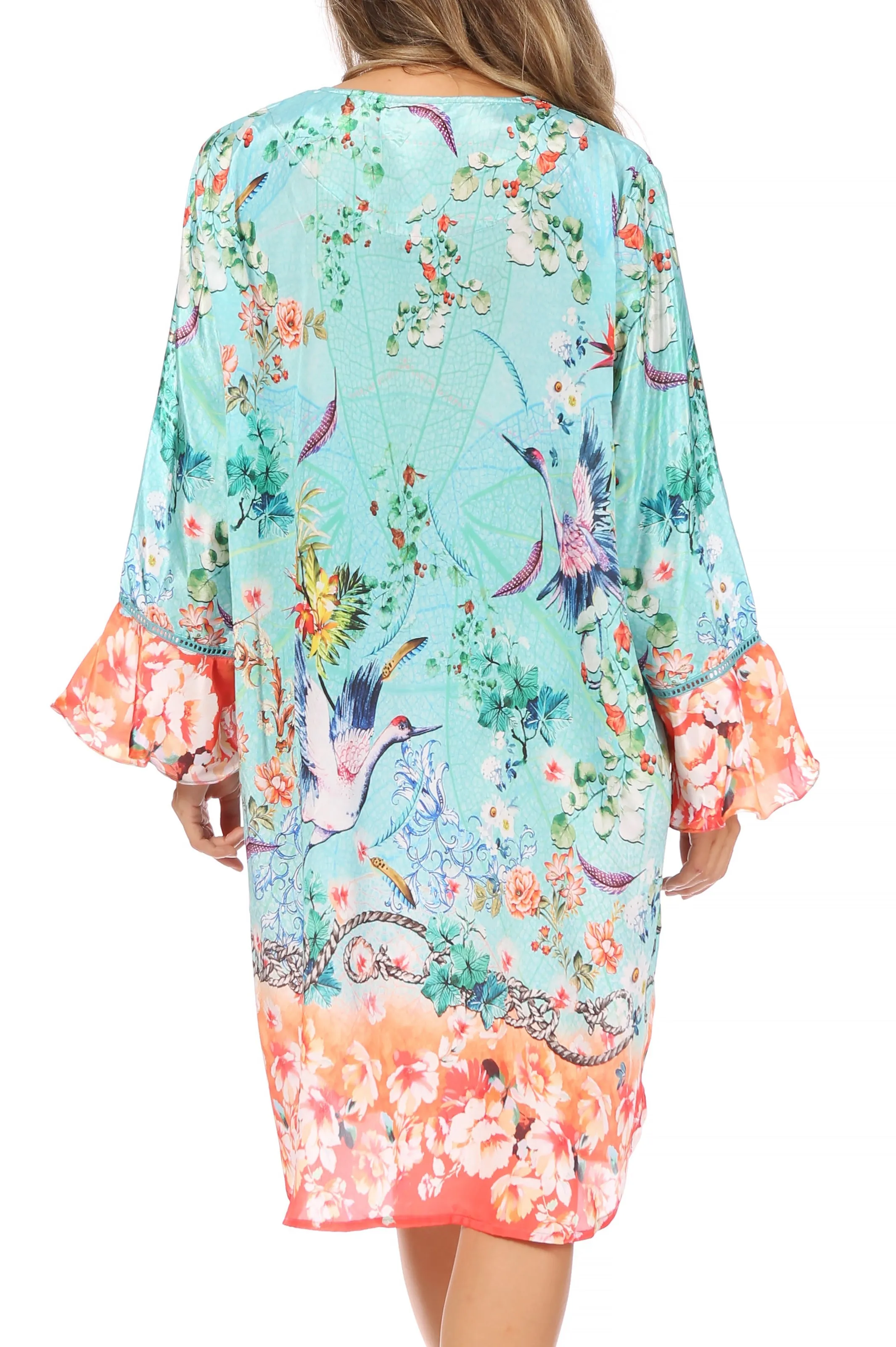 Sakkas Ximena Women's Floral Boho Cocktail Dress Tunic Cover-up V neck Summer