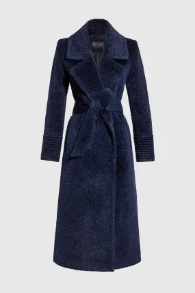 SENTALER BOUCLÉ ALPACA LONG NOTCHED COLLAR WRAP COAT