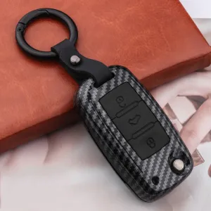 Silicon Carbon Fiber Car Key Cover Case For Golf Bora Jetta POLO Passat B5 B6 Skoda Octavia A5 Fabia SEAT Ibiza