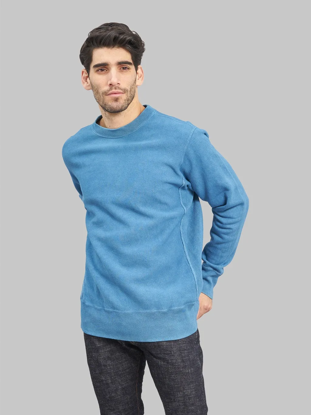 Studio D'Artisan 8122  "AWA-AI" Natural Indigo Reverse Weave Sweatshirt