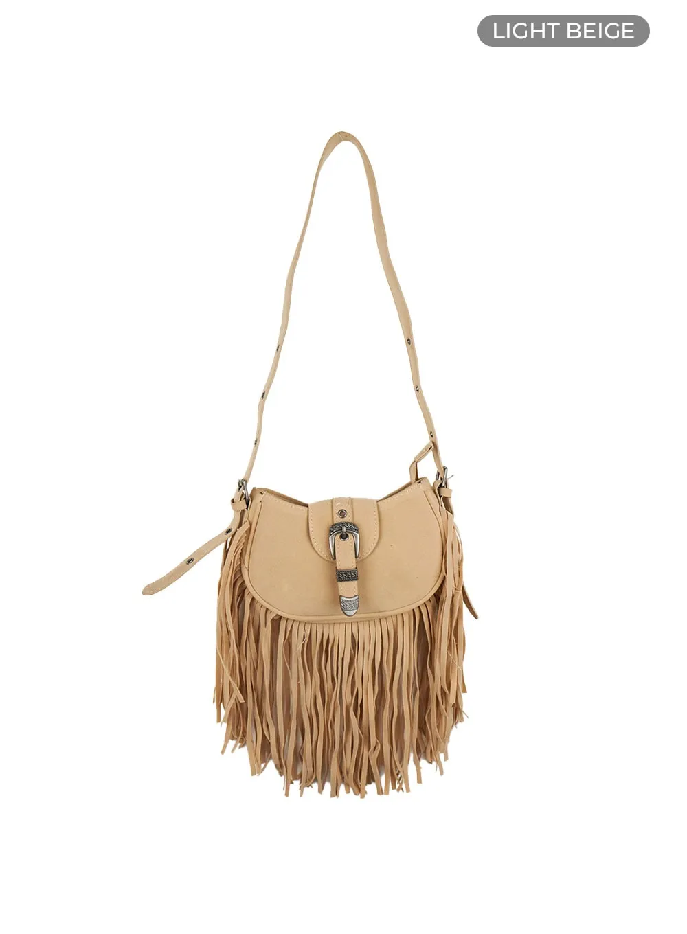 Suede Fringe Buckle Shoulder Bag IS427