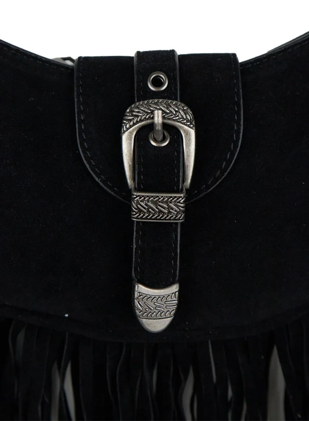 Suede Fringe Buckle Shoulder Bag IS427