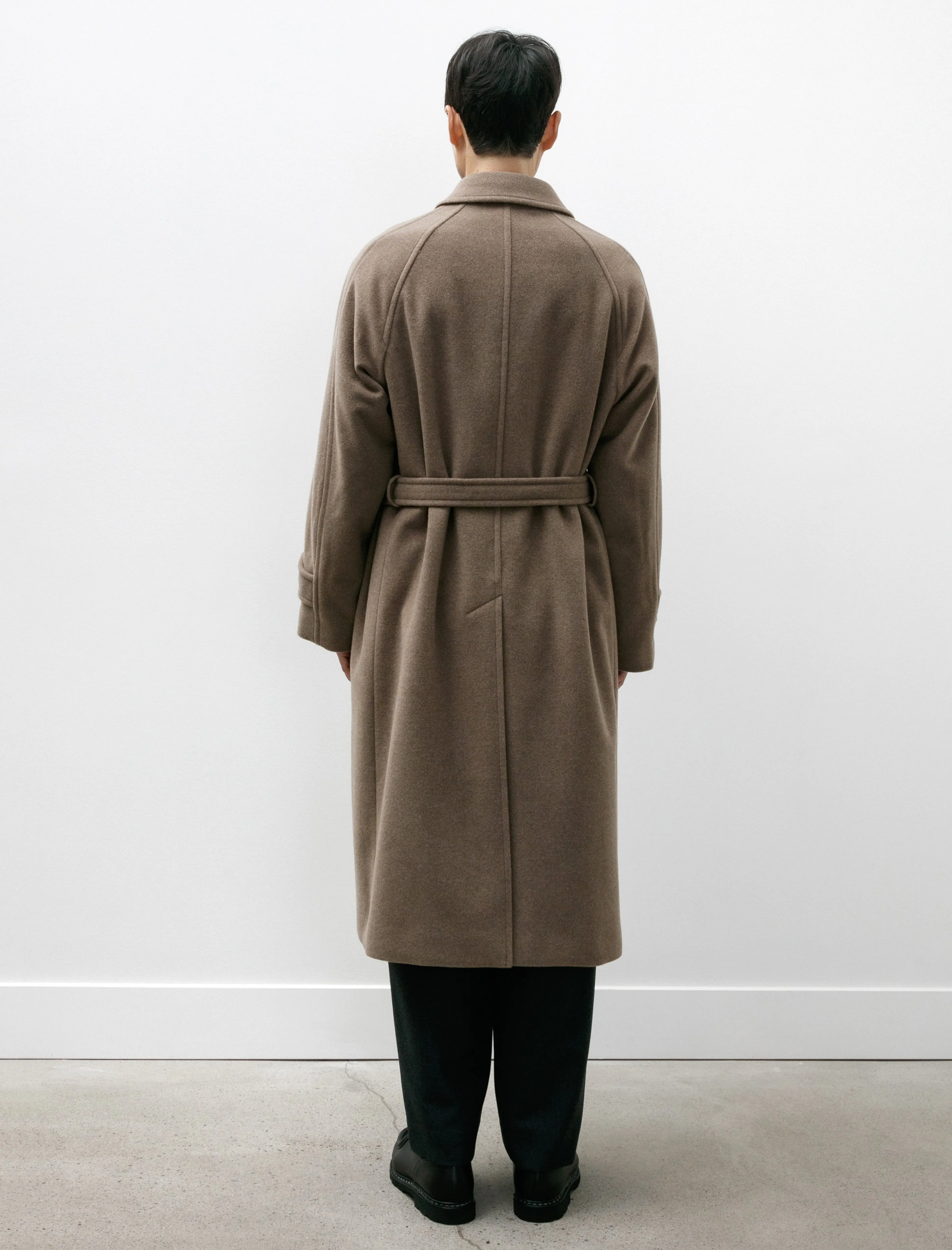 Super Fine Mosser Wool Soutien Coat Khaki Beige